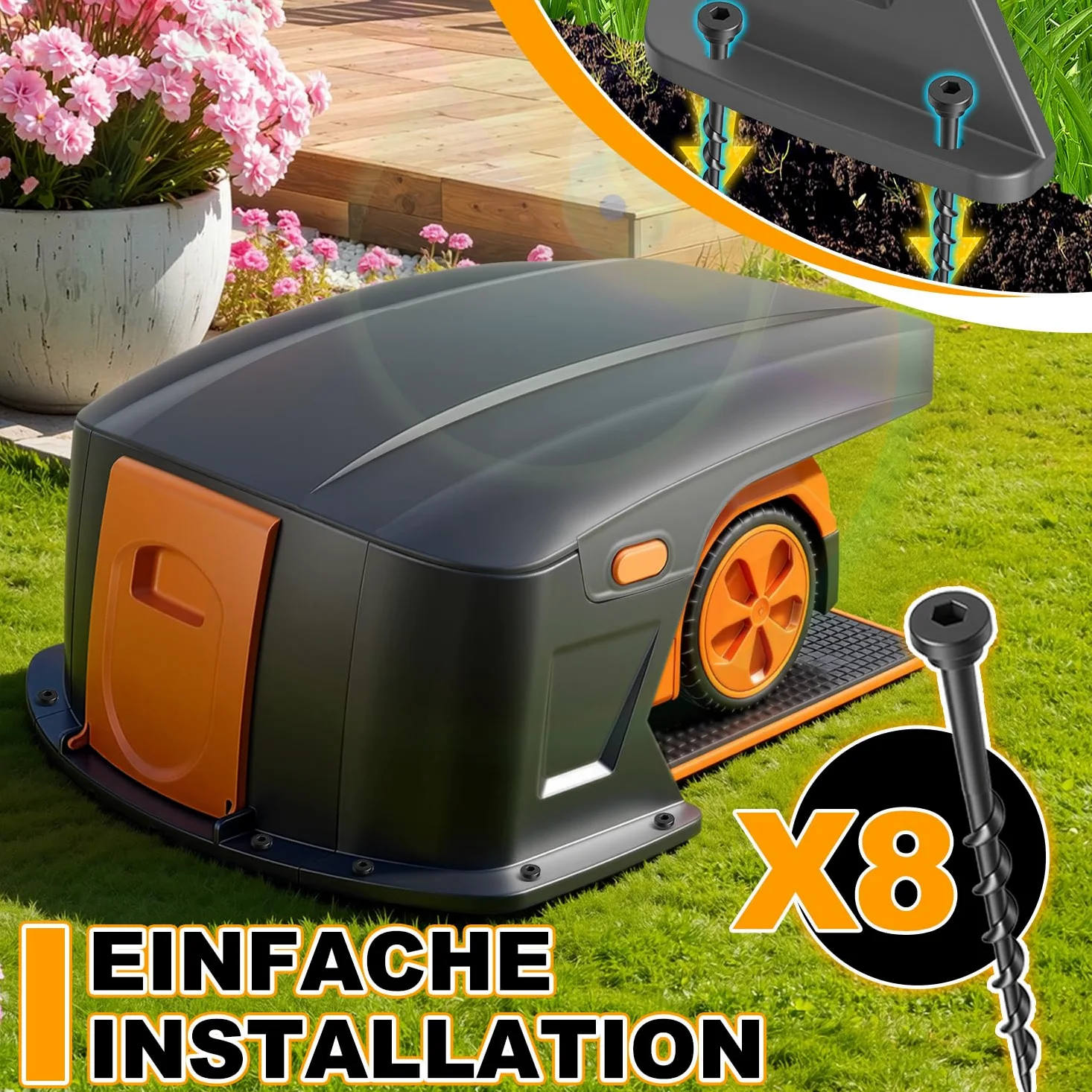 Station de charge pliable pour robot tondeuse - Station de charge compatible - Toit de protection pour robot tondeuse - Pas de blocage du signal - Protection UV - Contre la pluie et la grêle