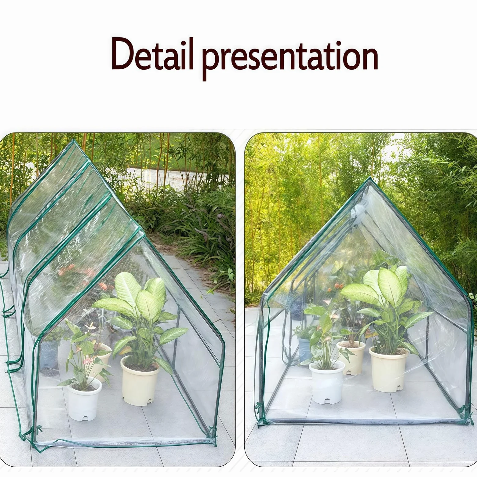 Mini serres, Serre pour Plantes d'extérieur Portable, avec Couvercle en PE, avec 3 Portes à Fermeture éclair, 240x90x90cm