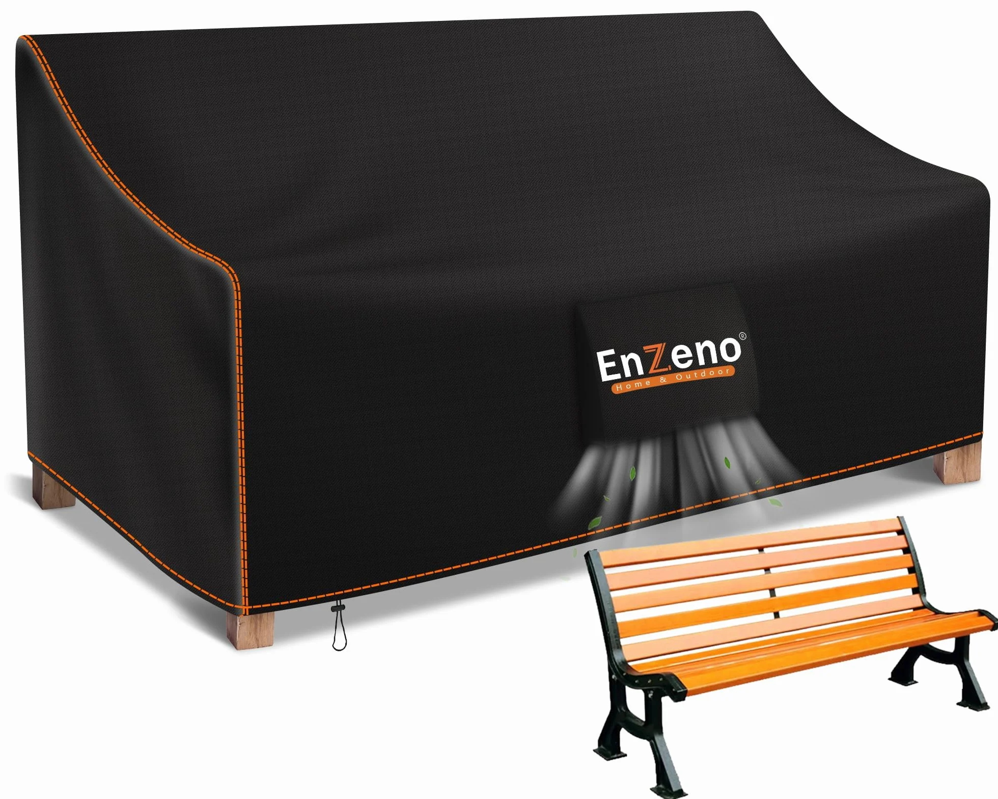 Enzeno Housse de banc de jardin 2 places imperméable 210D Oxford 135x66x64/90 cm
