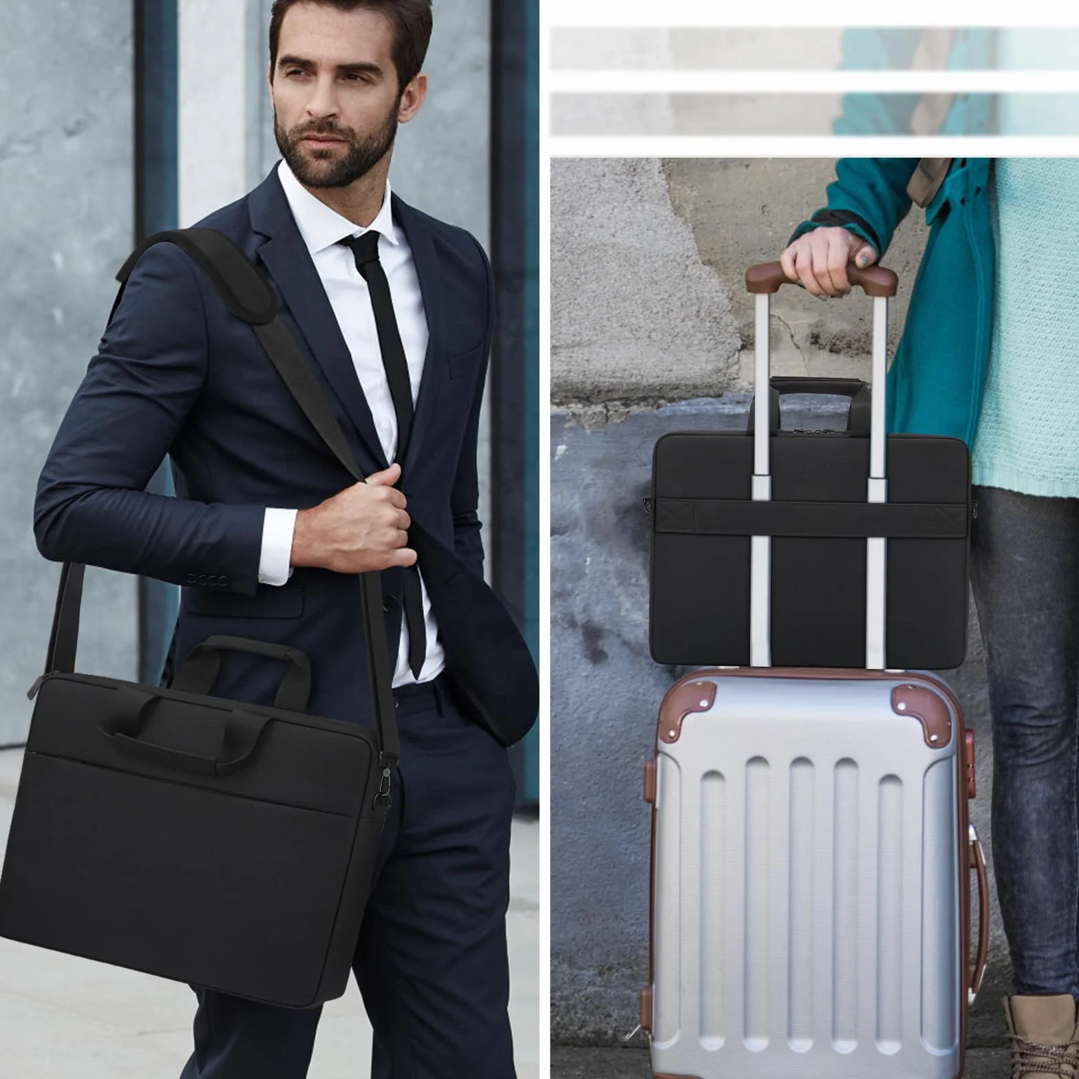 TECOOL Sacoche Ordinateur Portable 17,3 Pouces Imperméable Housse pour Lenovo Acer ASUS Dell HP Samsung Laptop Noir