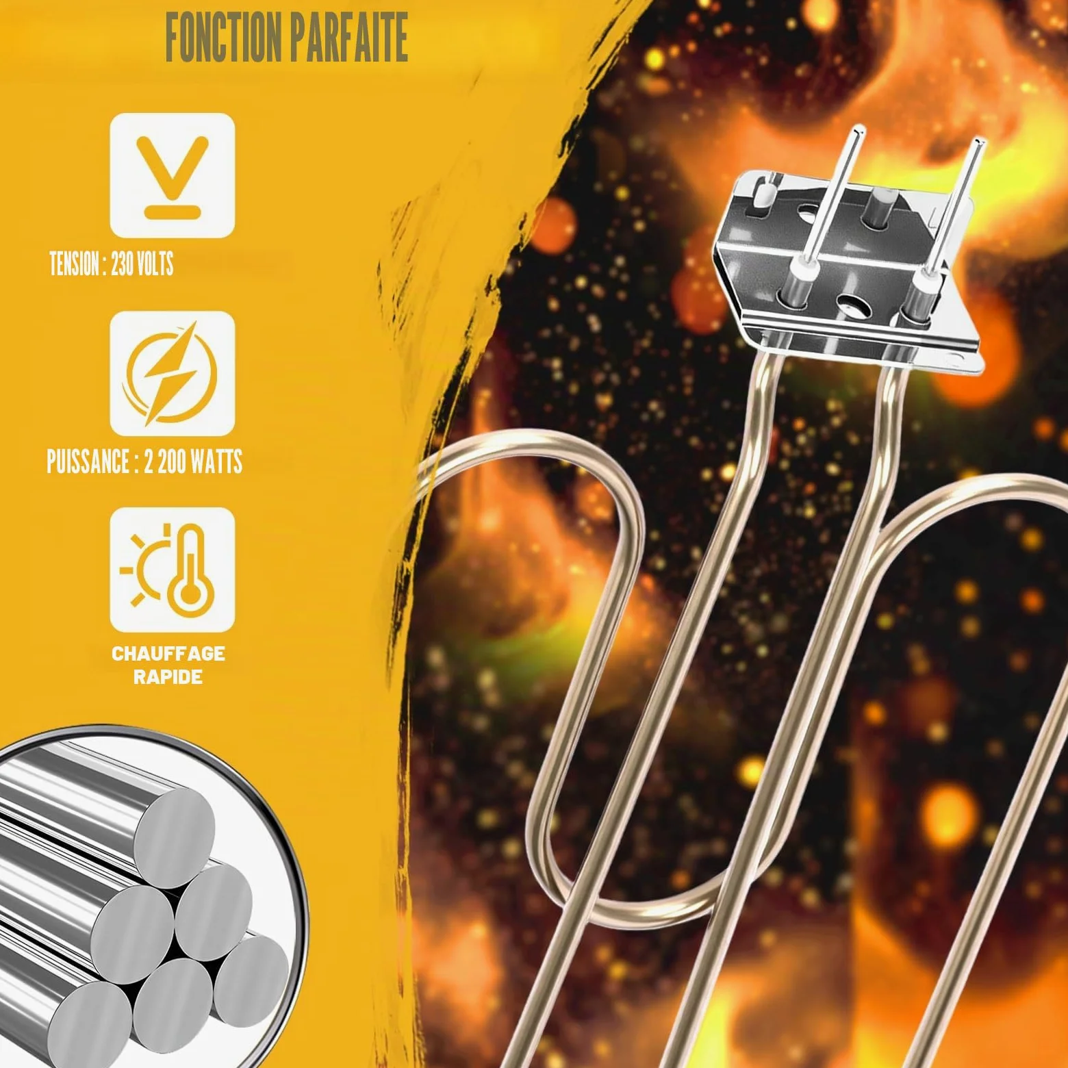 GFTIME Élément Chauffant de Rechange pour Weber Q240, Q2400 Barbecue électrique, Compatible pour Weber 55020001, élément Chauffant 2200 W, Acier Inoxydable, Spirale chauffante 230 V