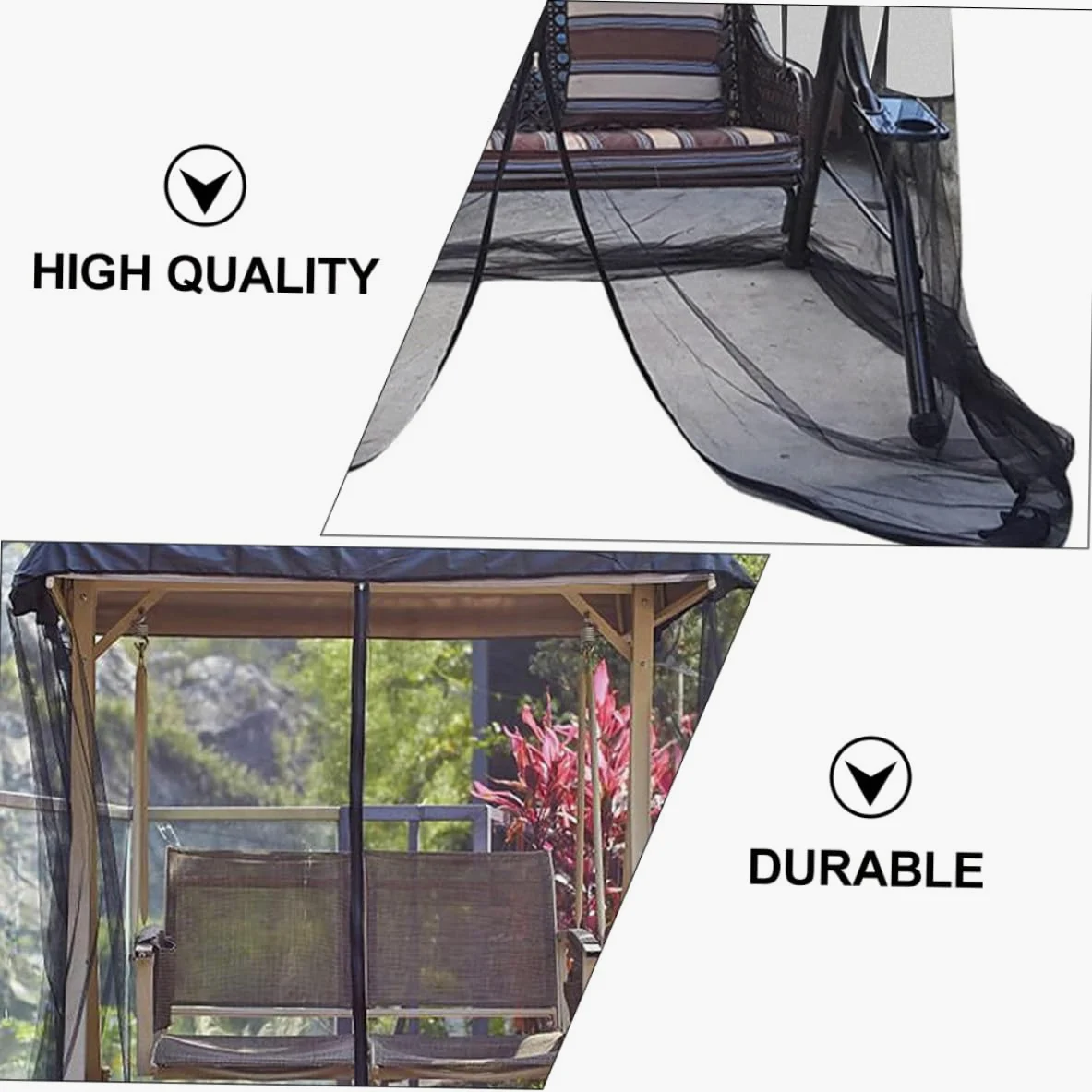 Yardenfun Filet de Hamac Suspendu Moustiquaire pour Extérieur Jardin, Double Grosse Taille Fermeture Éclair, Maille Résistante Légère et Respirante, Filet pour Terrasse et Camping