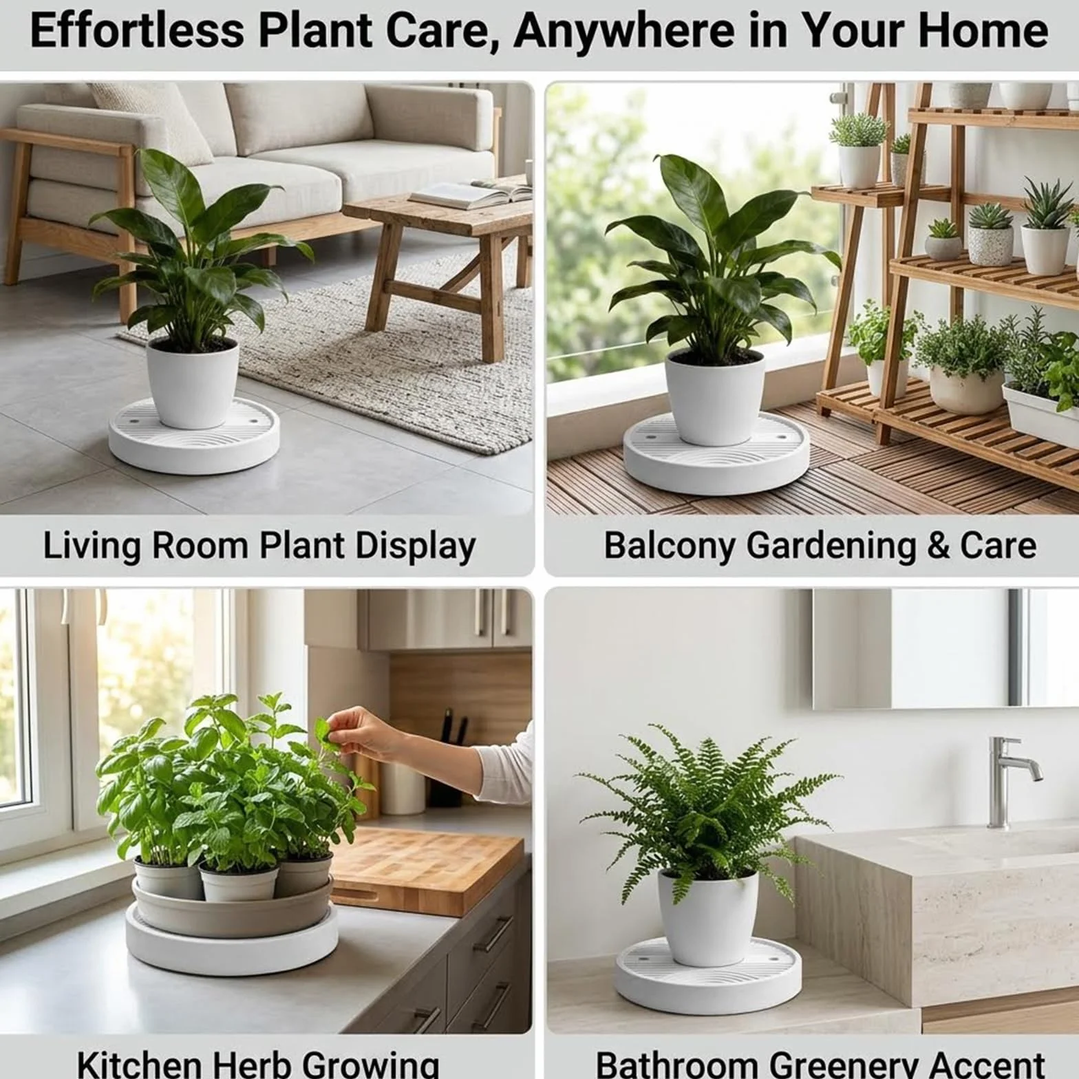Porte Plante à Roulettes Lot de 2 Supports de Pots de Fleurs 28 cm