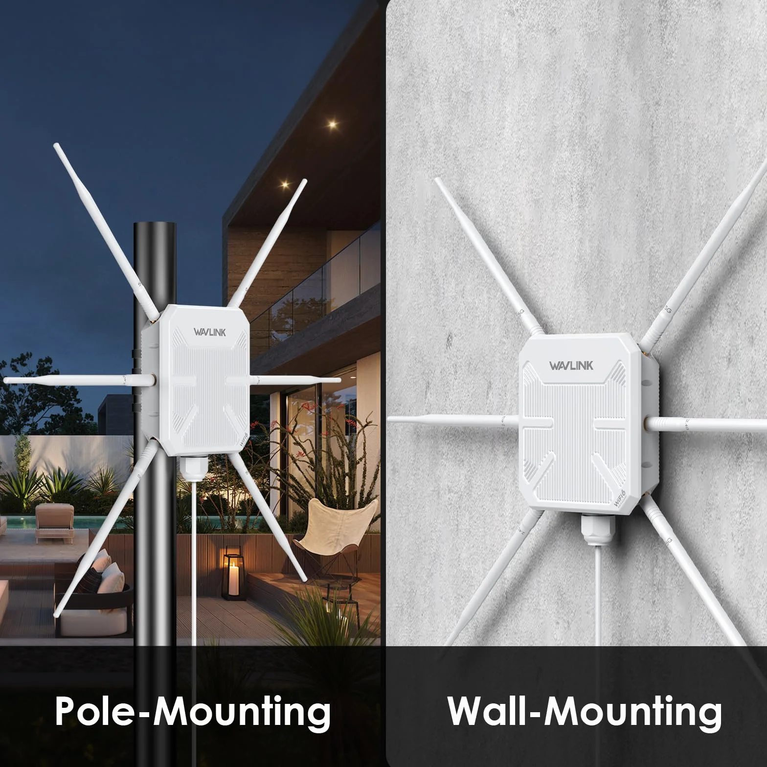 Répéteur WiFi Extérieur Wavlink AX3000 WiFi 6 Antenne 360° Longue Portée Mesh PoE IP67