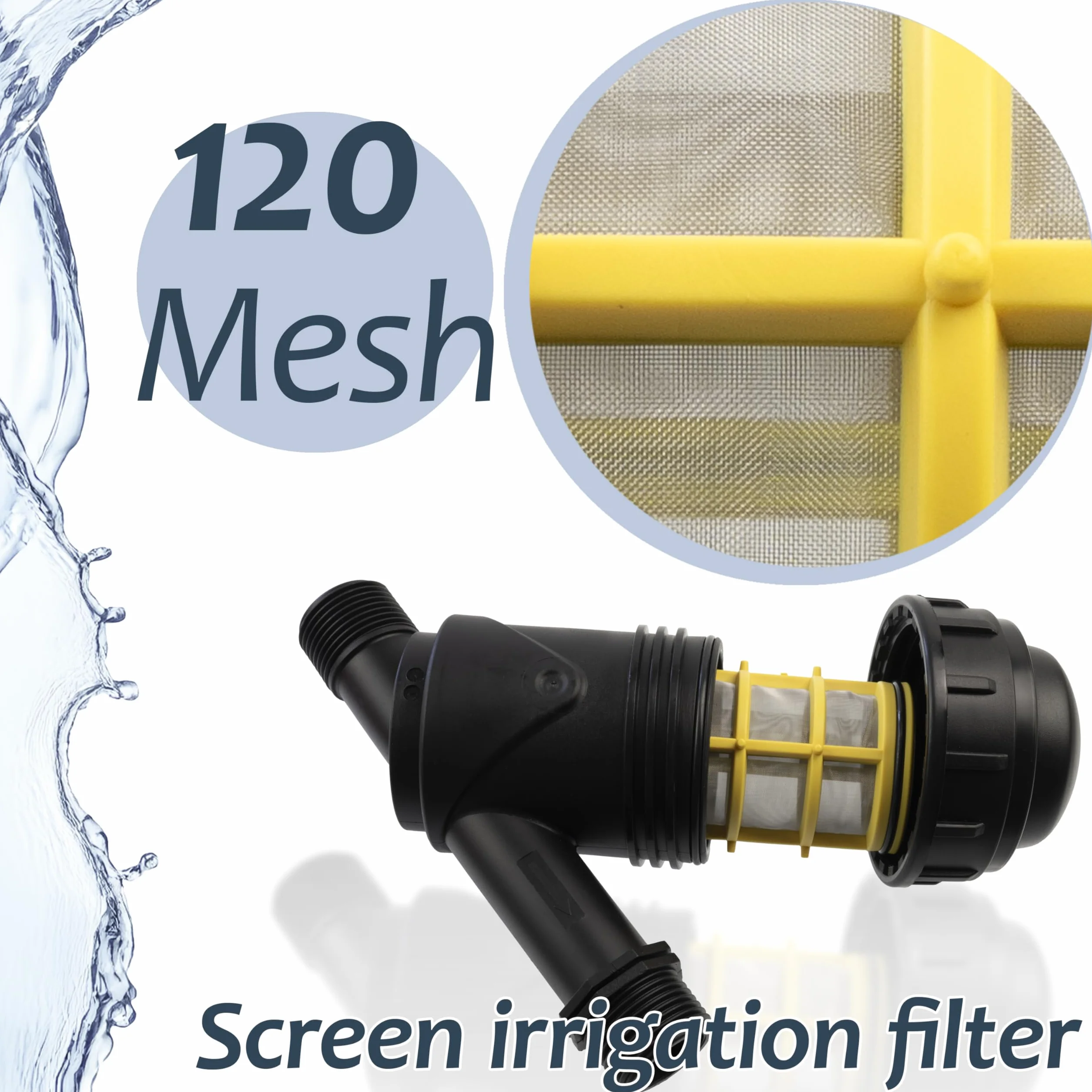 AERZETIX Filtre à Tamis 1" Irrigation Arrosage Goutte à Goutte 6 Bars 120mesh 6m3/h Plastique