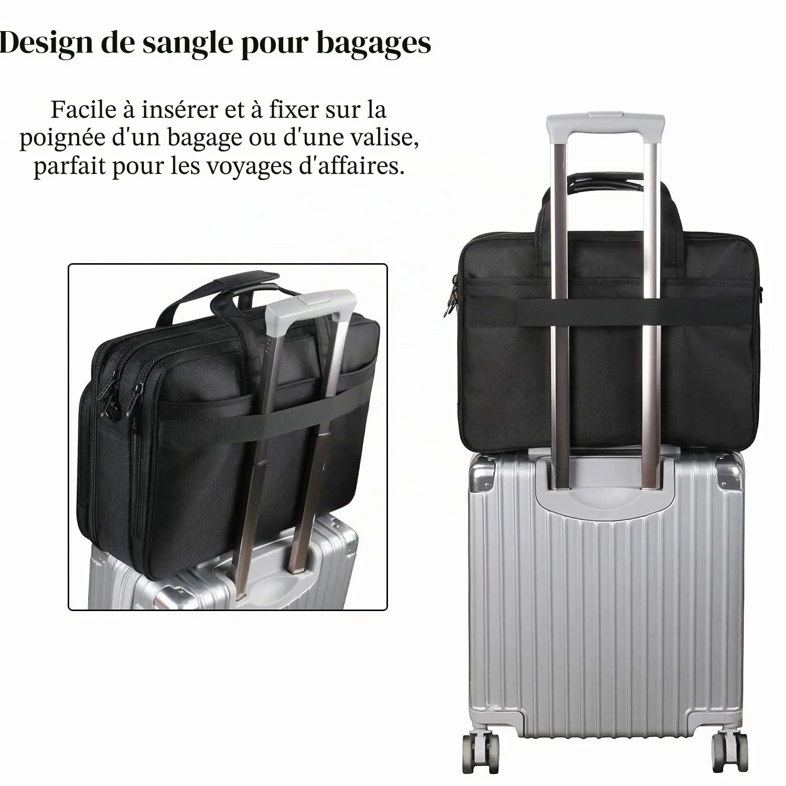 Mancro Sacoche Ordinateur Portable 17 Pouces, Mallette d'Affaires étanche Multifonctionnelle Noir