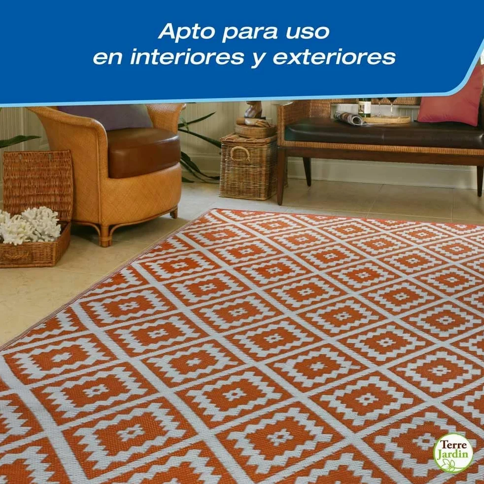 TERRE JARDIN Tapis extérieur réversible pour Balcon et terrasse Terracotta - 160 x 240 - Terracotta