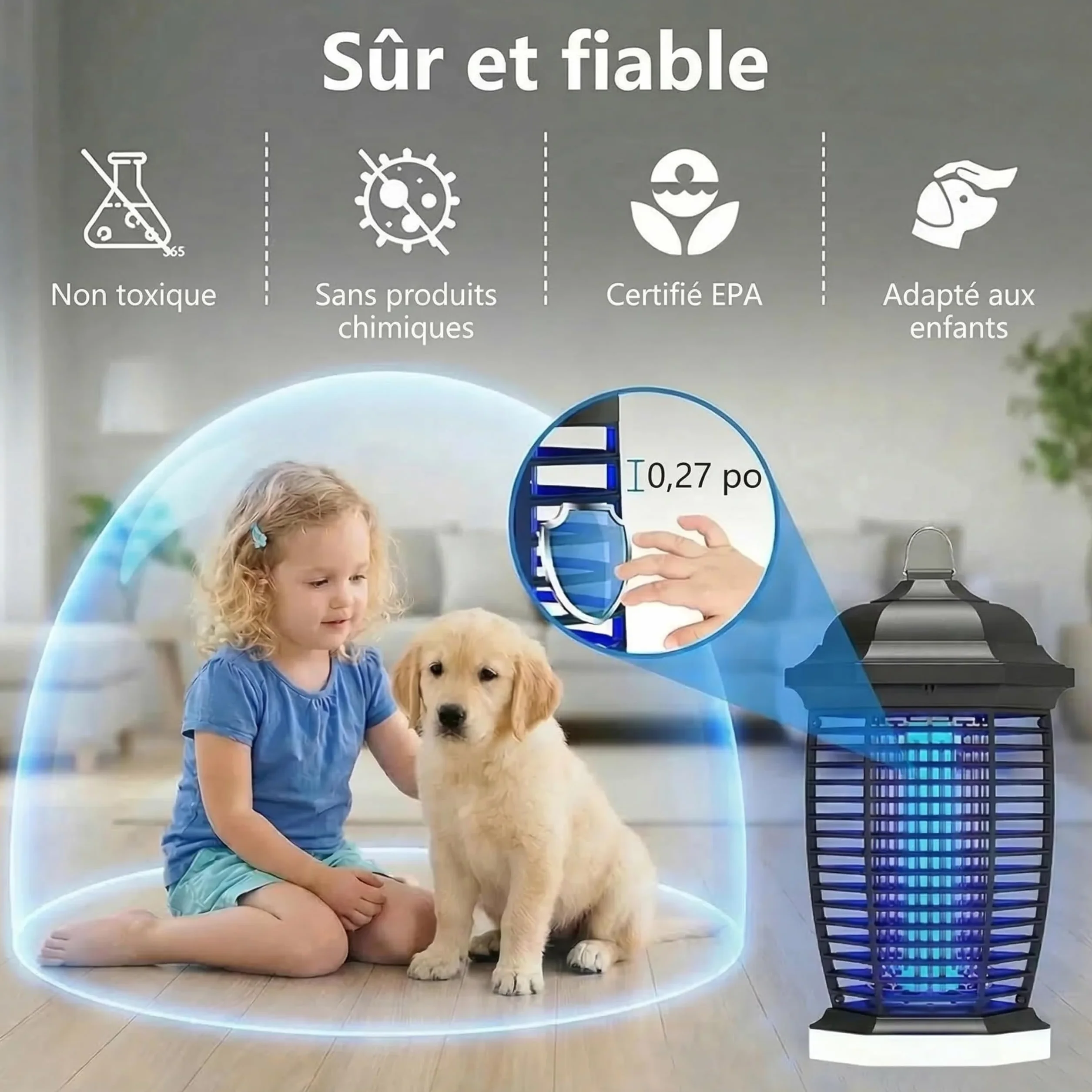 Seenlast Lampe Anti Moustique Exterieur 4000V 2 en 1 18W Tueur d'Insectes Electrique LED IPX4 100m²