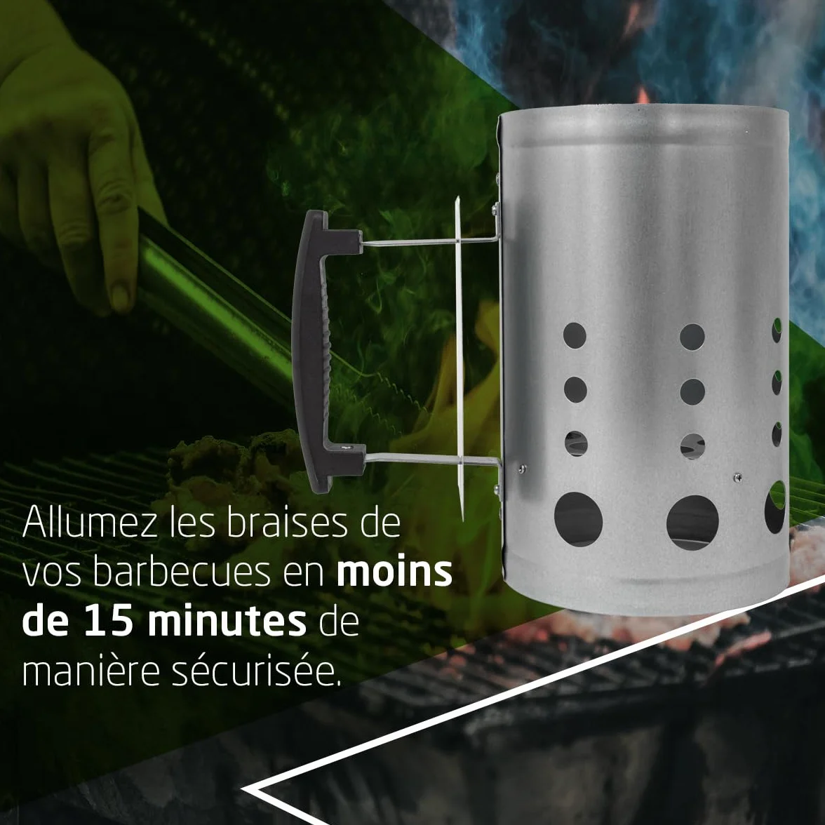Allume-feu au charbon Fireplus pour barbecue acier galvanisé 27 x 17,5 x 30 cm
