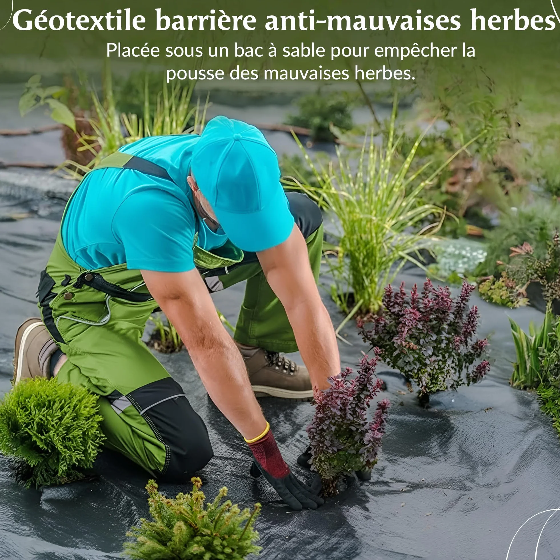 GARDENIX Toile Anti-Mauvaises Herbes 9 m² 3 m x 3 m Extra Forte 150 g/m² Non-tissé Perméable à l'eau