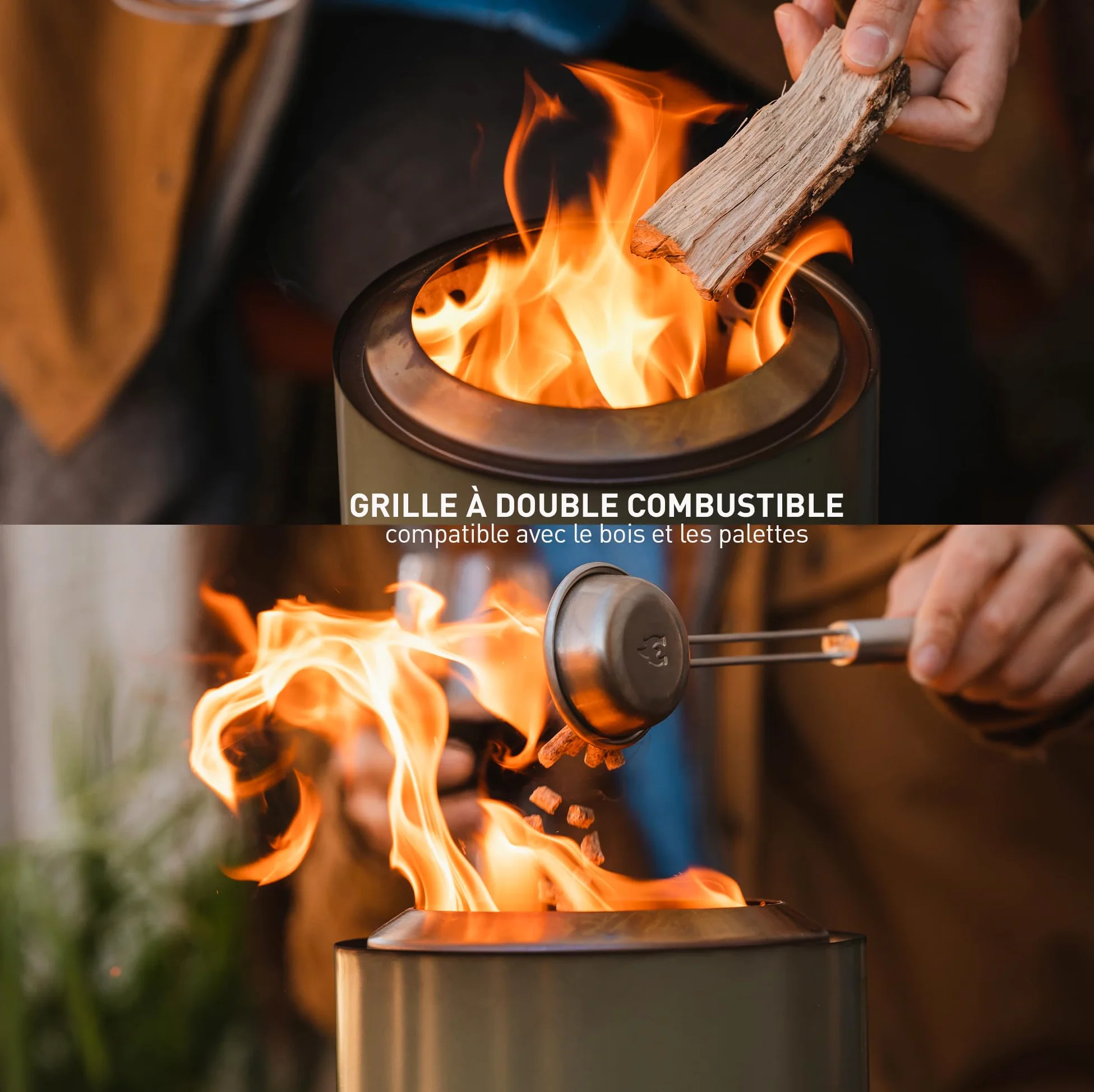 Solo Stove Brasero de Table Mesa XL | Mini cheminée d'extérieur à Faible dégagement de fumée, par des granulés ou du Bois, Acier Inoxydable, avec Support, Sac de Transport, 21,8 x 17,8 cm, 1 kg