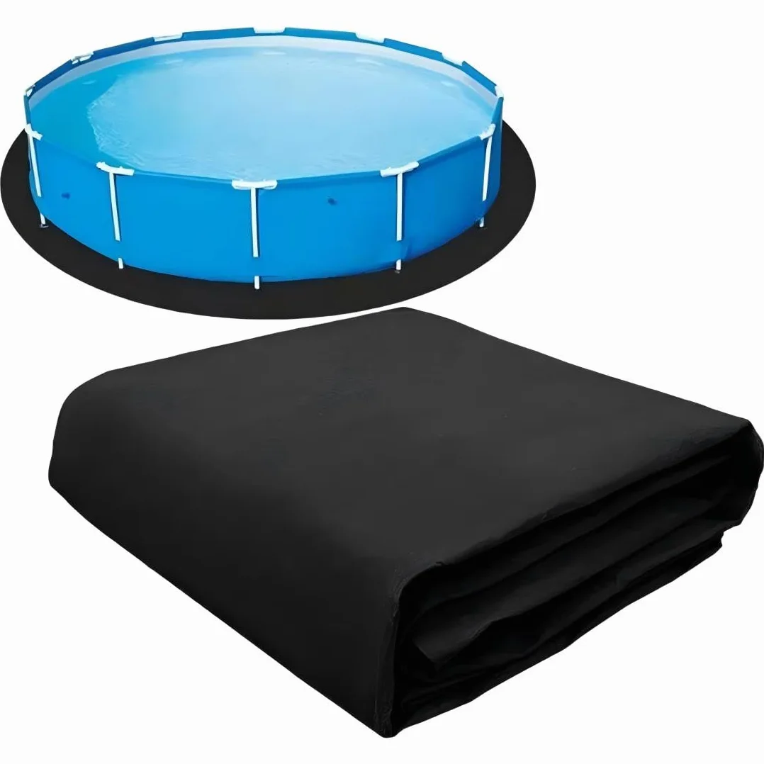 Tapis de piscine rond - Tapis de sol rond - Pour piscines hors-sol et jacuzzis - Tapis de piscine antidérapant et imperméable - Pour l'extérieur, la cour, le jardin, la pelouse (noir/305 cm)