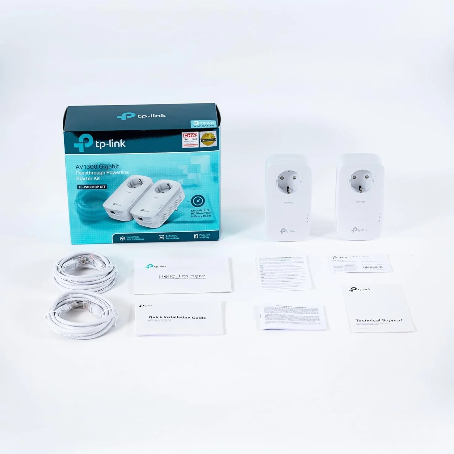 TP-Link CPL AV1300 TL-PA8010P KIT 1300 Mbps 1 Port Gigabit Prise Intégrée Pack de 2 Blanc