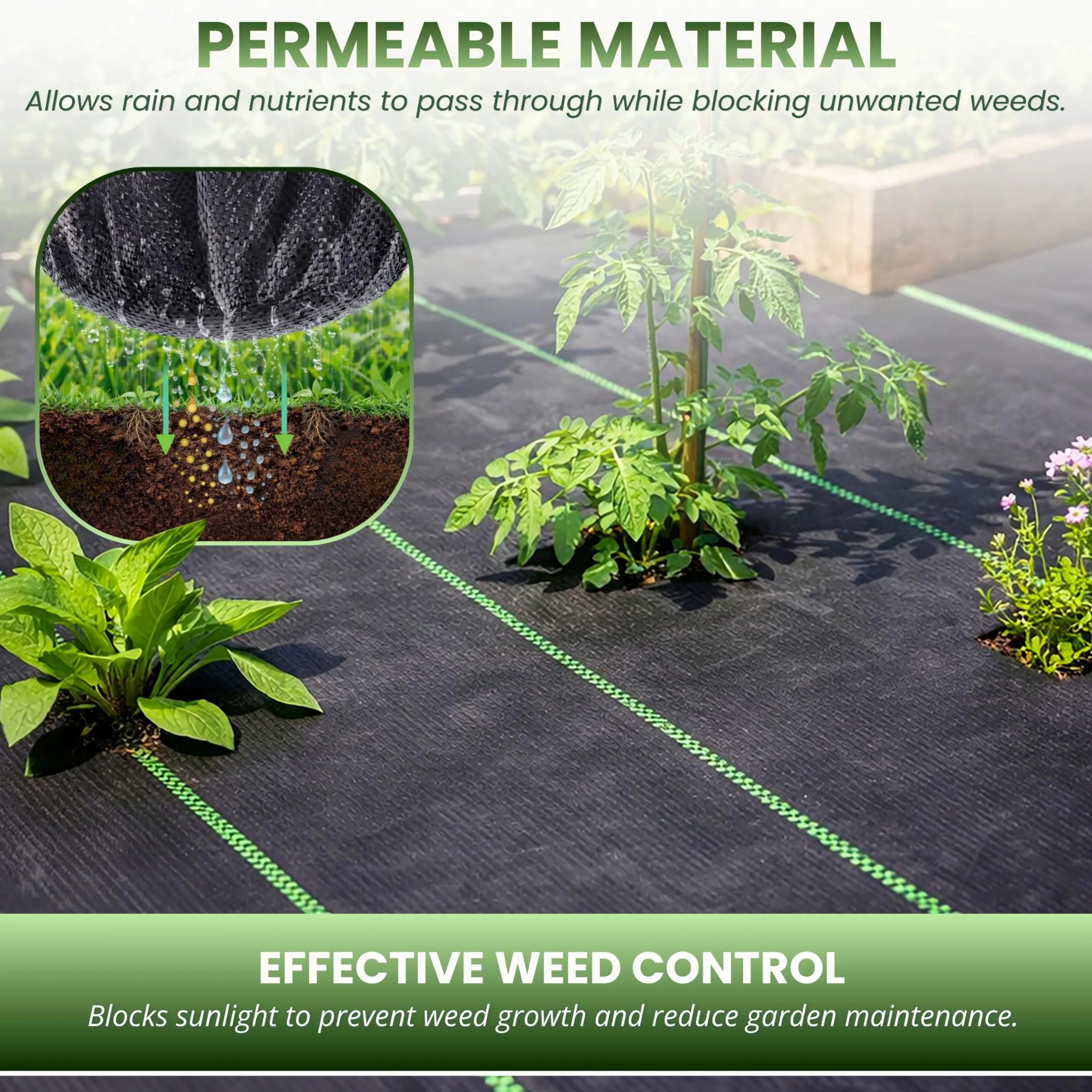 Jardin Mile® 1m x 50m Tissu Anti Mauvaises Herbes Ultra résistant de Membrane paillis Sol Jardin Allée Paysage
