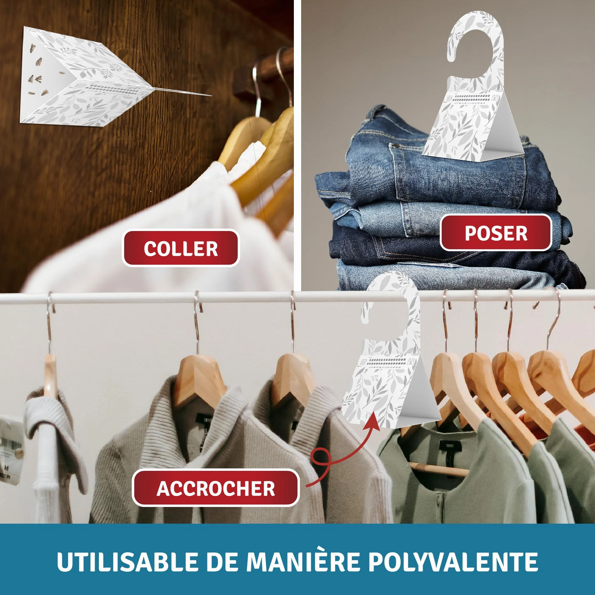 Veddelholzer Lot de 8 pièges à mites de vêtements - Piège triangulaire avec crochets et surface adhésive - Sans odeur et non toxique