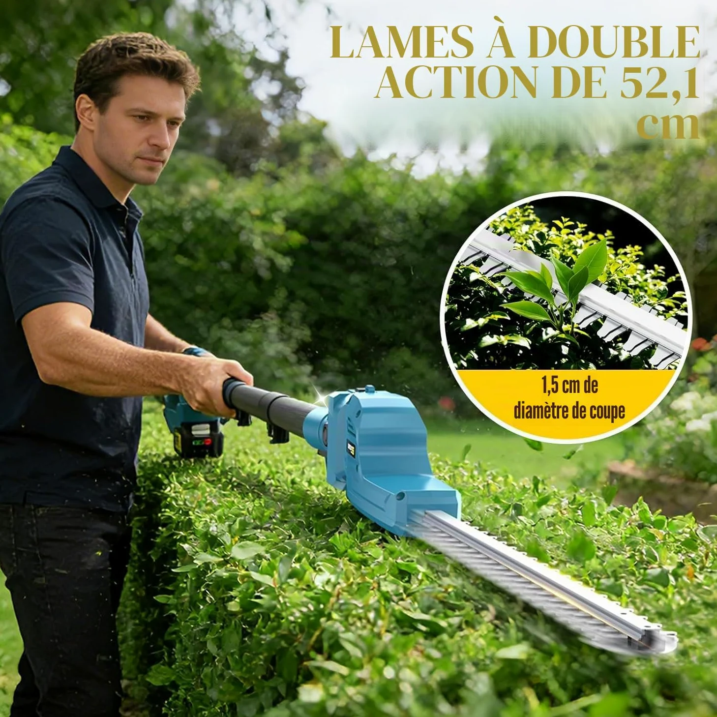 TronçOnneuse 8 Pouces Et Taille-Haie Sans Fil, Ensemble D'Outils De Jardinage 4-En-1, Avec 2 Batteries De 4,0 Ah, Rallonge Jusqu'à 4,2 M, Moteur Sans Balais, Taille-Haie éLectrique, Scie à Branches