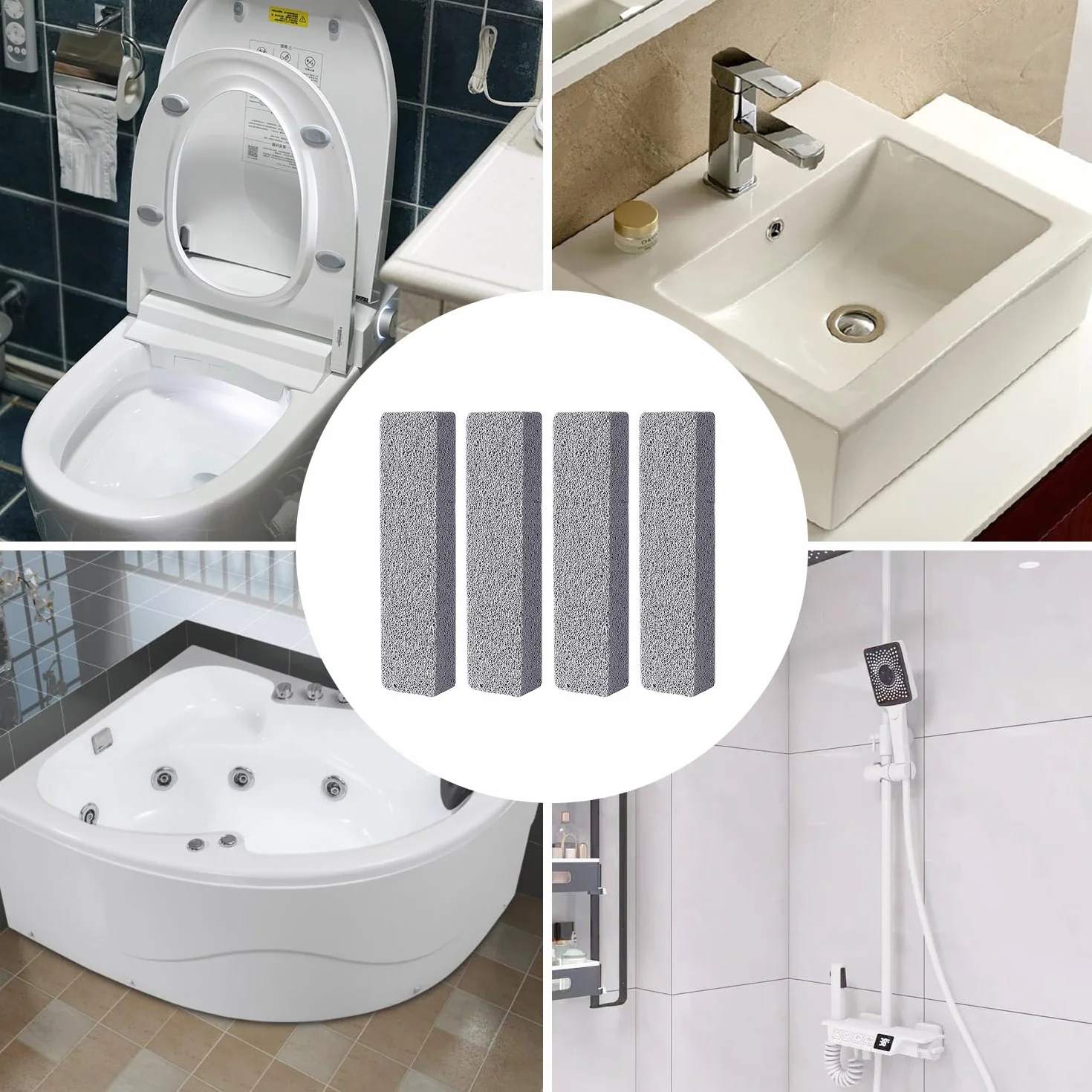 Brosse de Nettoyage en Pierre Ponce 4 Pièces Toilettes WC Carrelage Cuisine