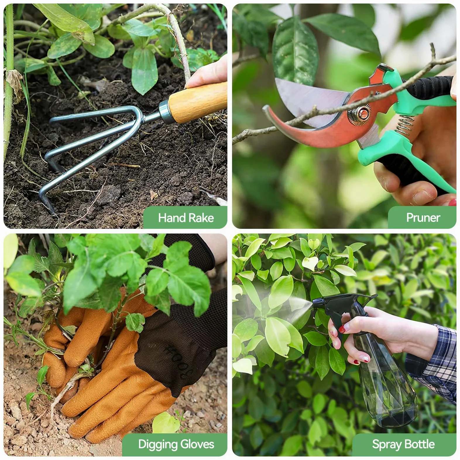 Grenebo Outils de jardinage 9 pièces robustes avec sac à main tendance et durable, ensemble d'outils de jardin antirouille, cadeau de jardinage idéal pour les femmes, noir et rouge