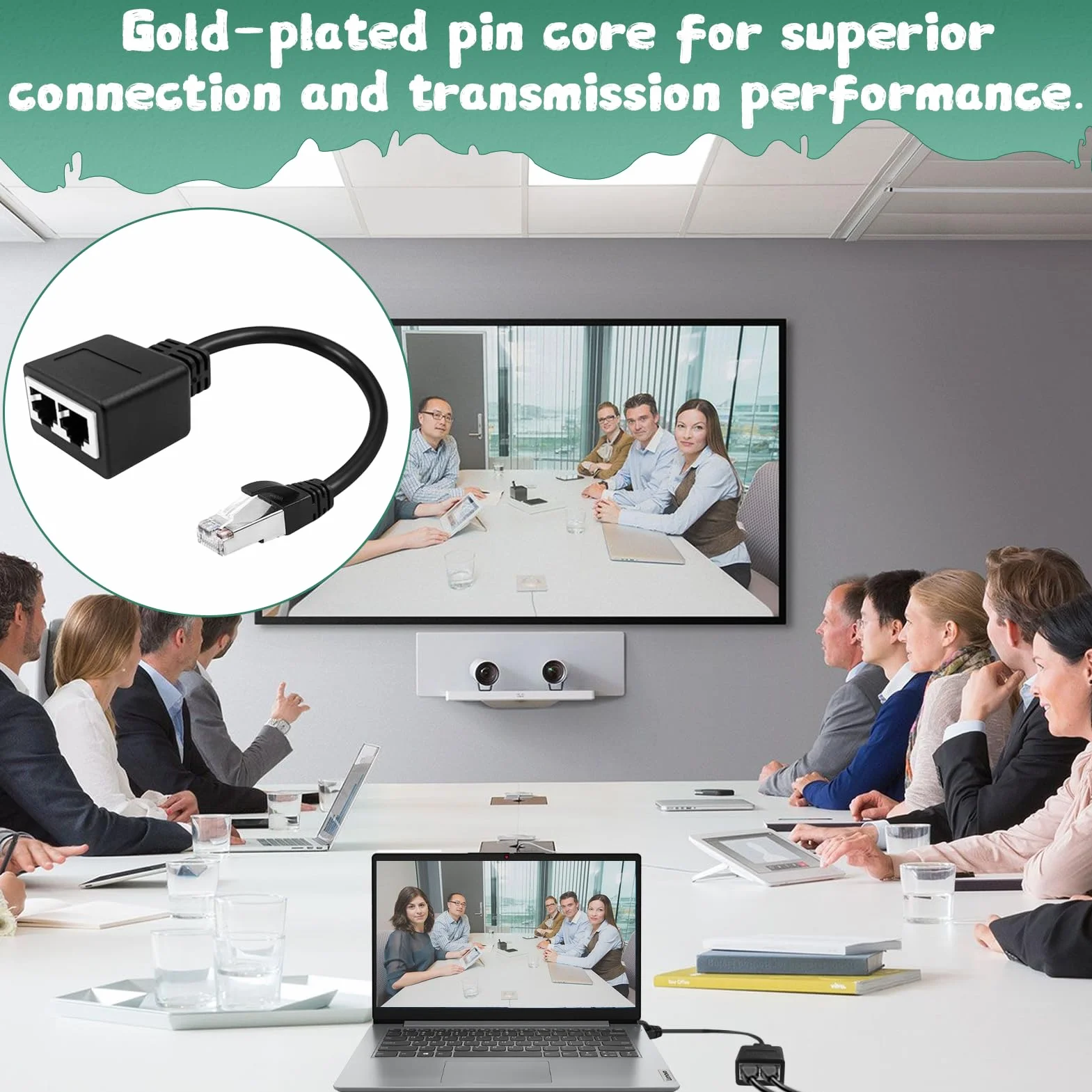 Menibeuty Lot de 2 répartiteurs RJ45 LAN Ethernet Extender 1 vers 2 pour Cat5 Cat5e Cat6 Cat7