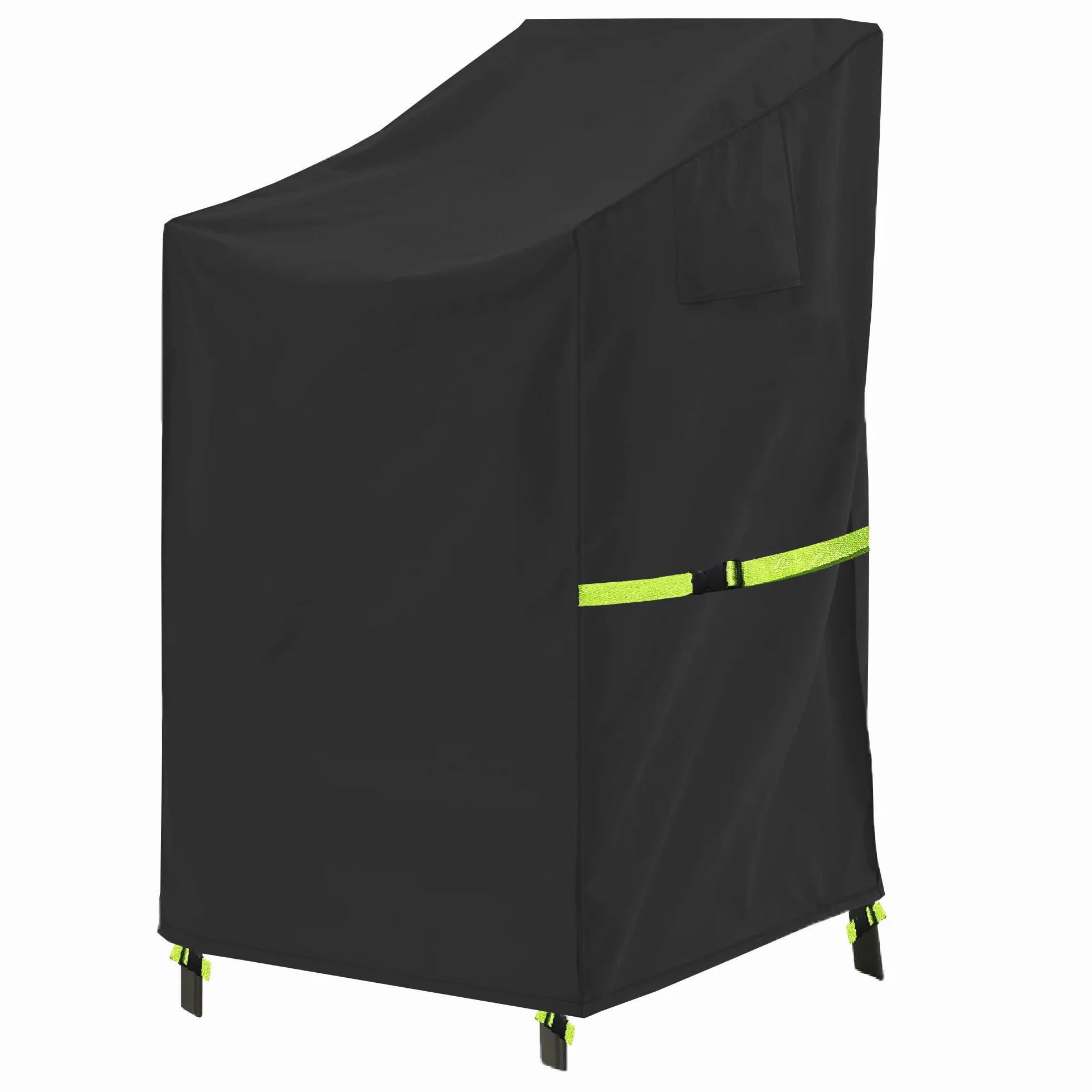 Housse de Protection pour Chaises de Jardin Empilables Imperméable, Tissu Oxford 600D, 71x91x80/120cm, Noir