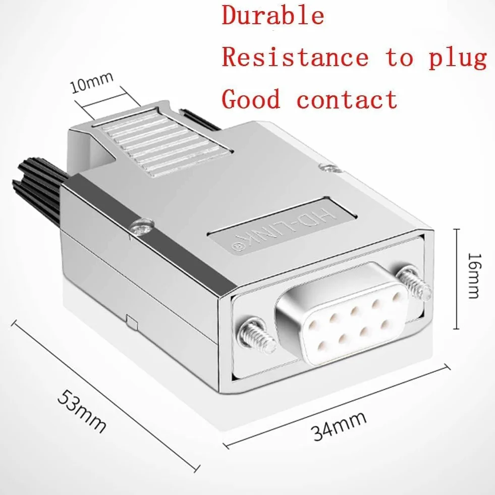 PENGLIN Connecteur Femelle DB9 sans Soudure, Coquille Métal 9 Broches RS232 D-SUB Adaptateur Série