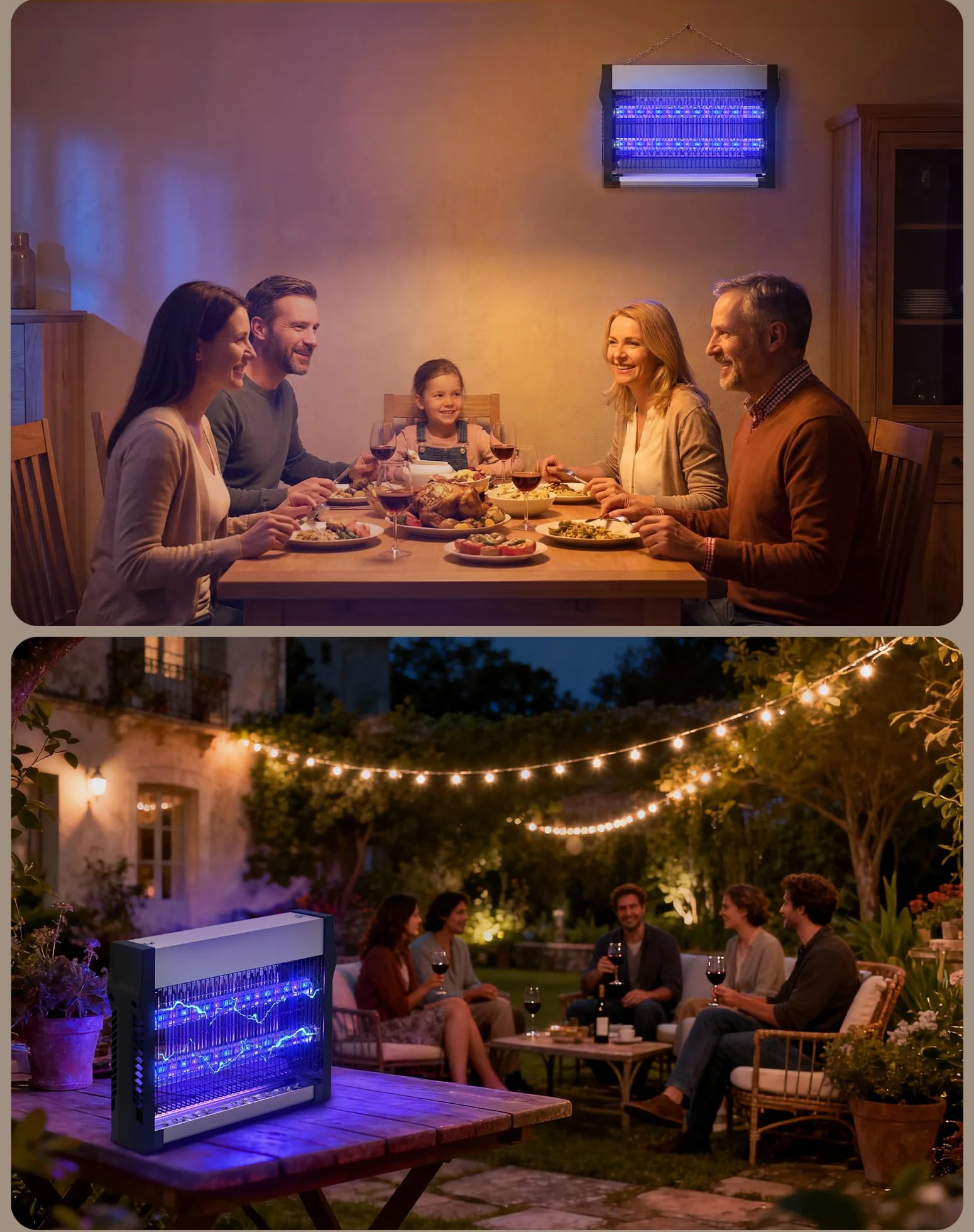 Lampe Anti Moustique 2500 V, Tue Mouche Électrique avec Tubes LED, Double Attraction UV, 80 m²