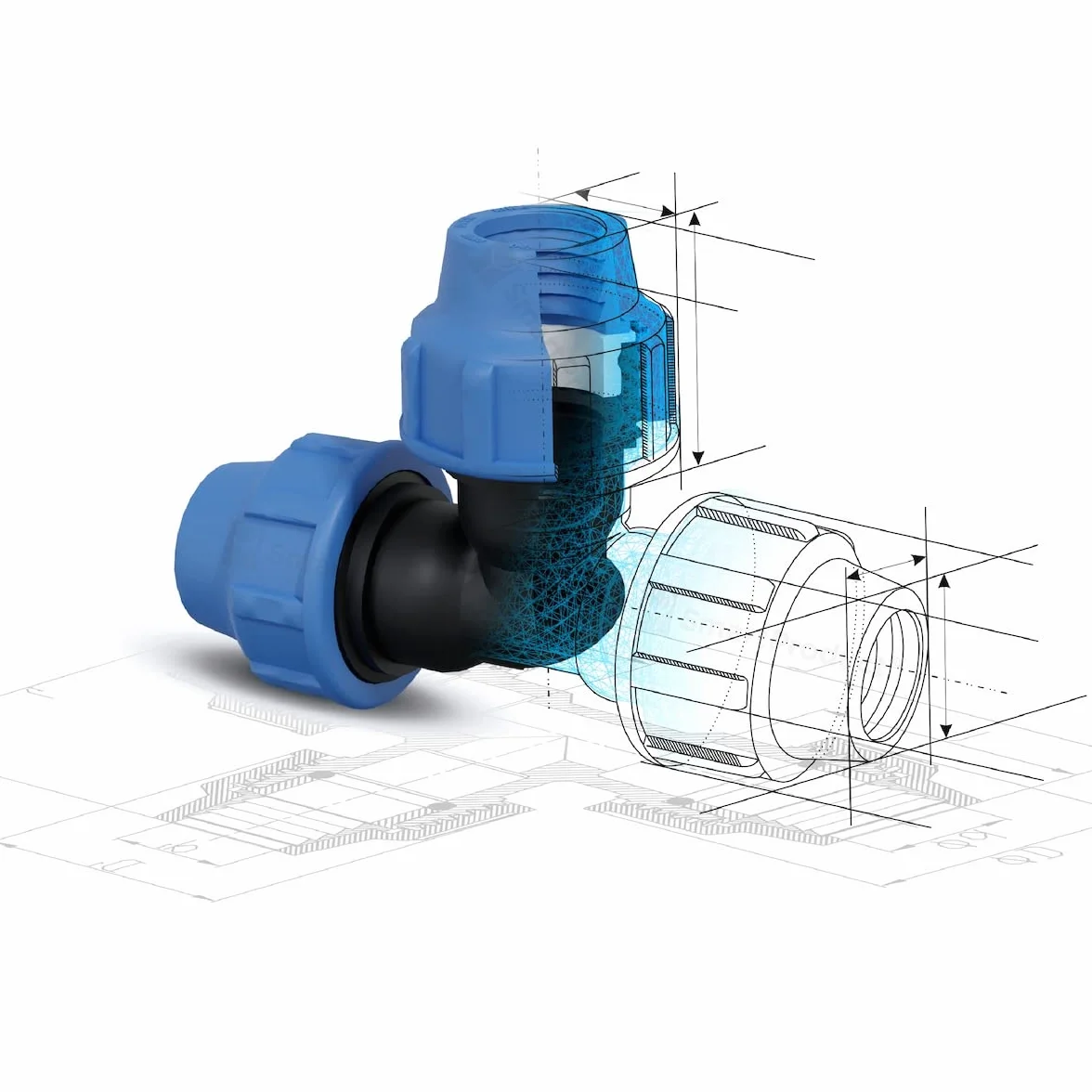 Connecteur pour tuyaux MDPE PP 25mm Adaptateur eau PE compression Raccord plomberie PN16 compatible PE80 PE100 2 pièces