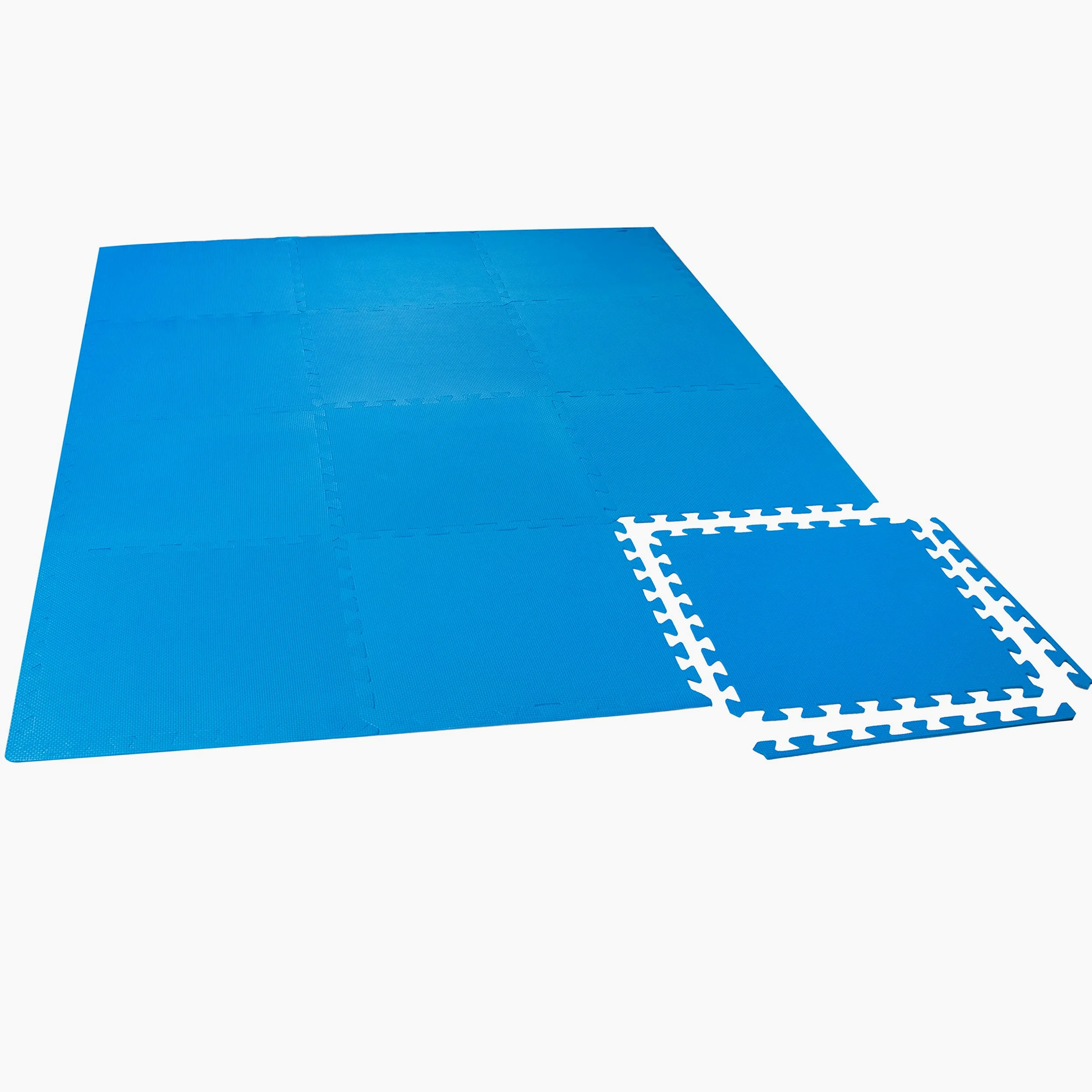 Lot 12 Tapis de Protection Sol pour Piscine Bleu 50x50x0,5cm 2,9 m² Plaques