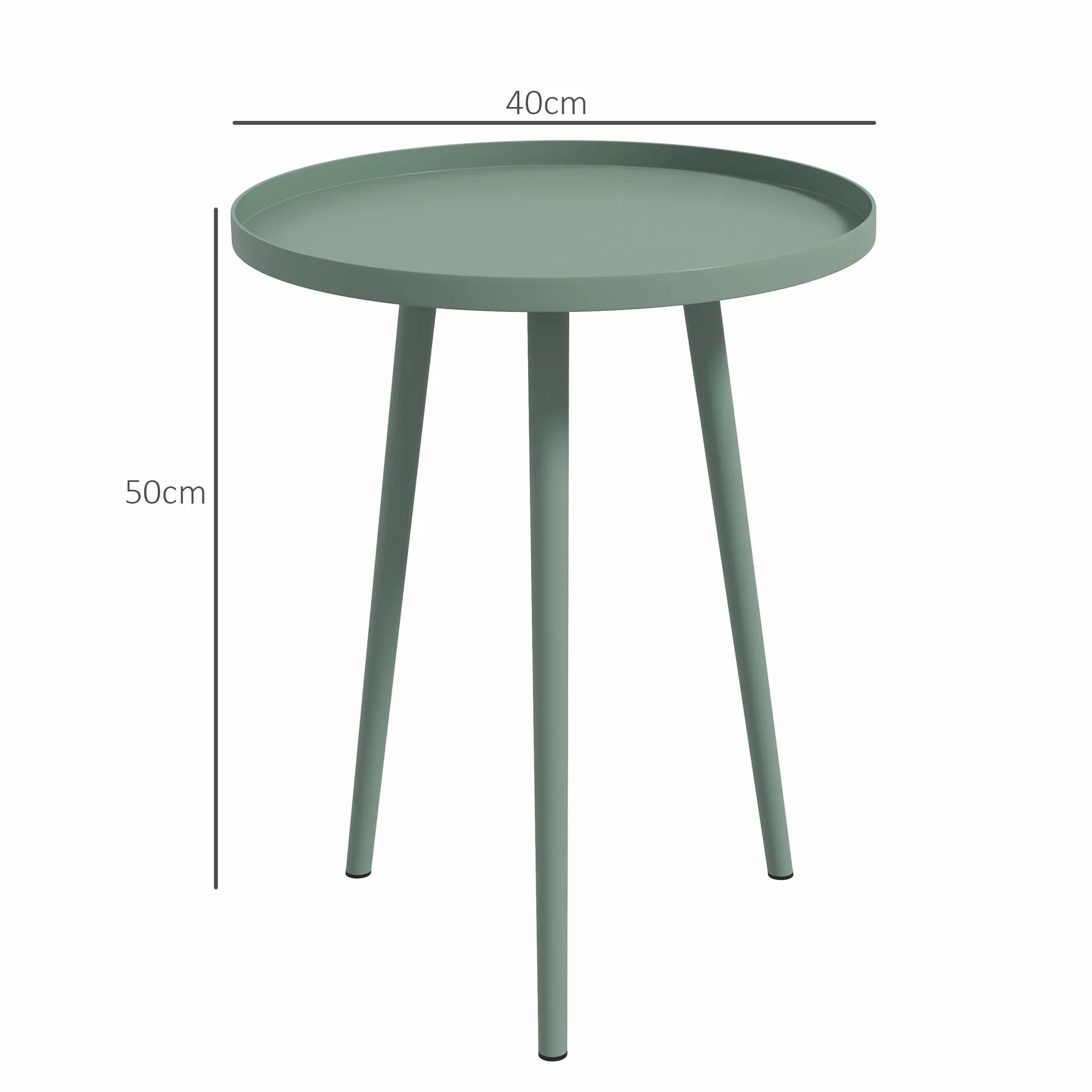 Outsunny Table Basse de Jardin Ronde en Acier Ø40 x 50H cm Vert