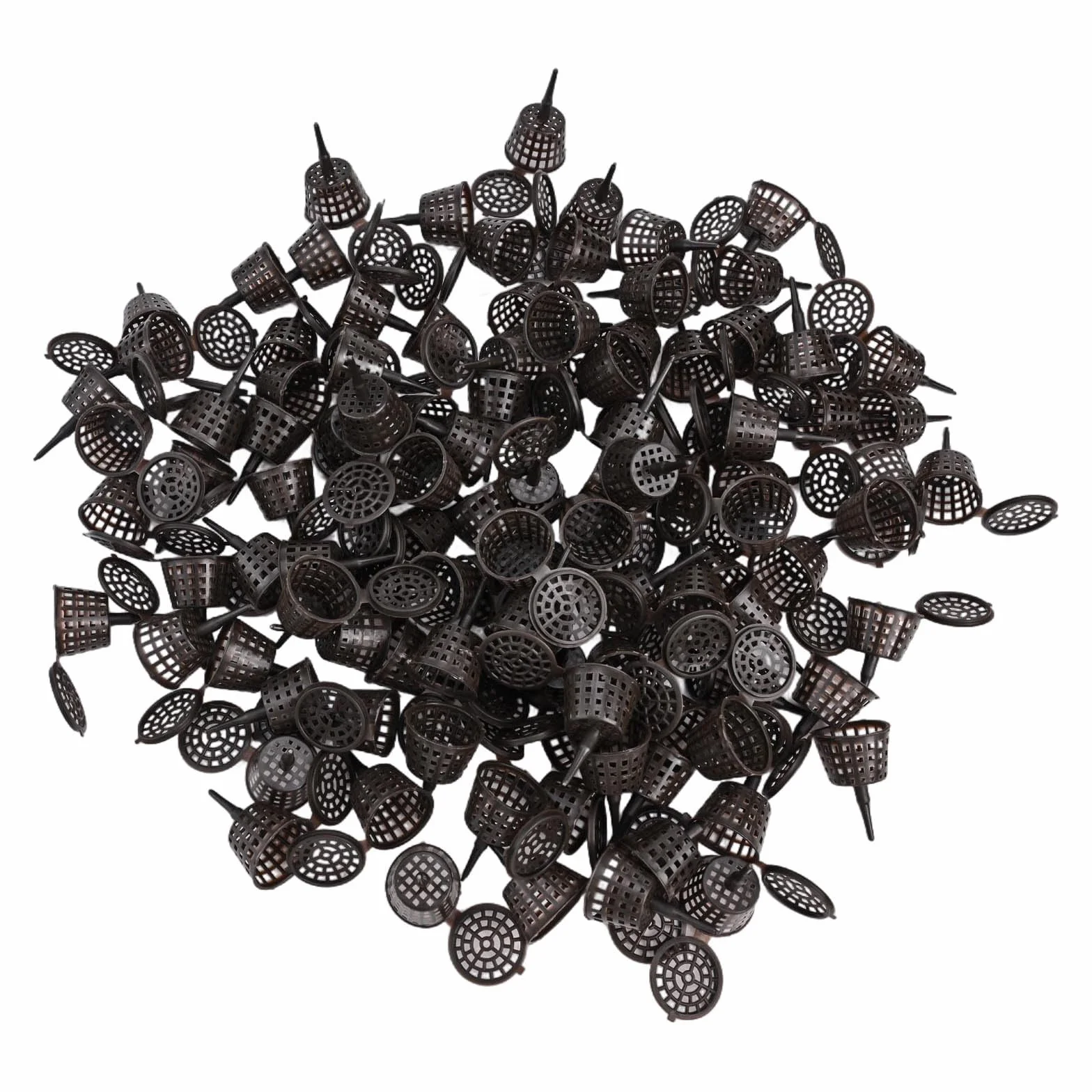 Paniers d'engrais pour bonsaï résine PP libération lente lot 100 grande taille 4x6 cm petite 3x4 cm café