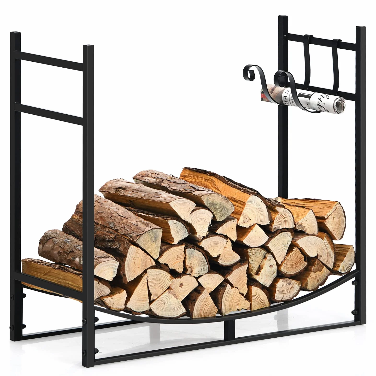 GYMAX Porte-Bûches Métal 50 kg 82,5 x 33 x 76,5 cm Intérieur Extérieur