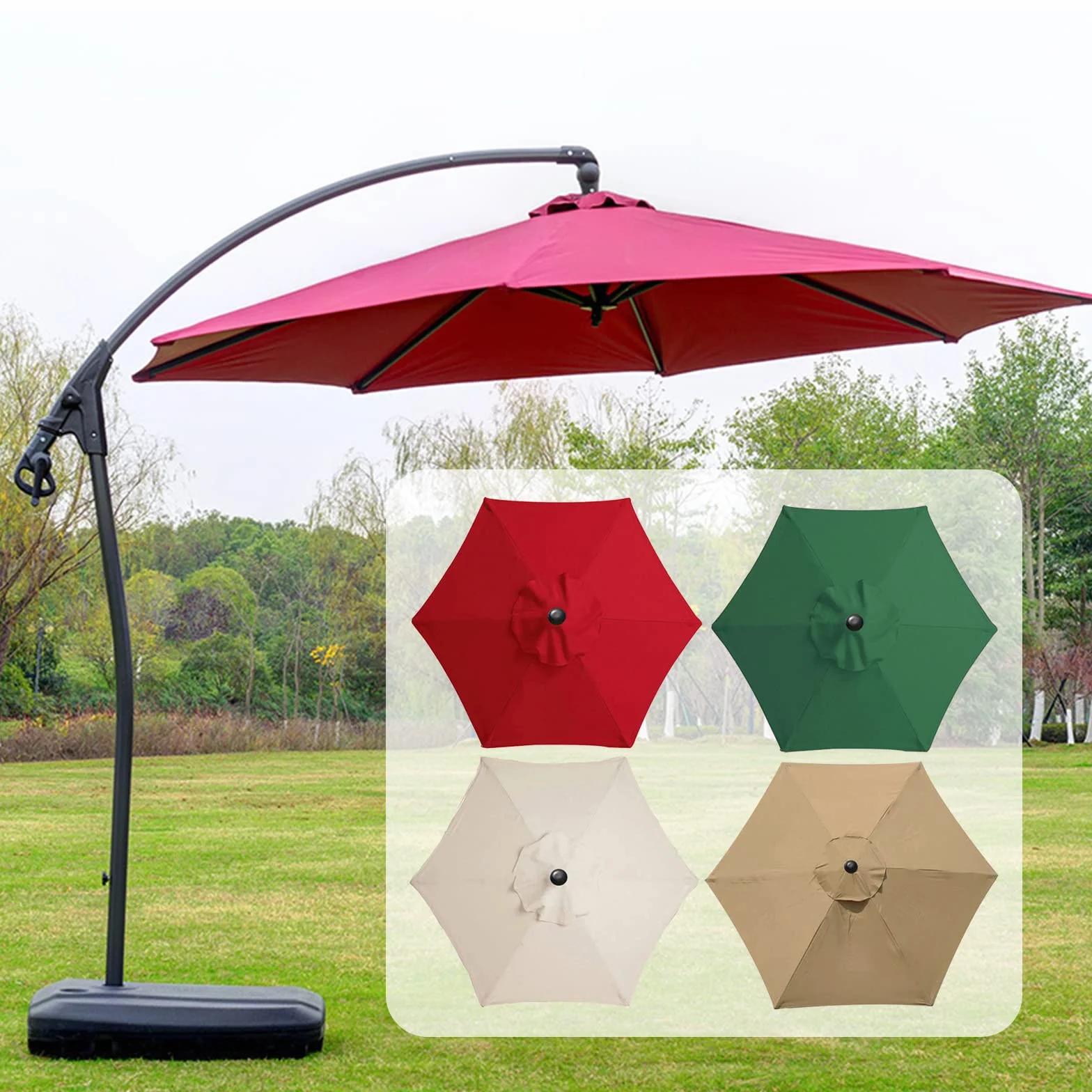 Housse de protection parasol de terrasse en polyester pour jardin extérieur
