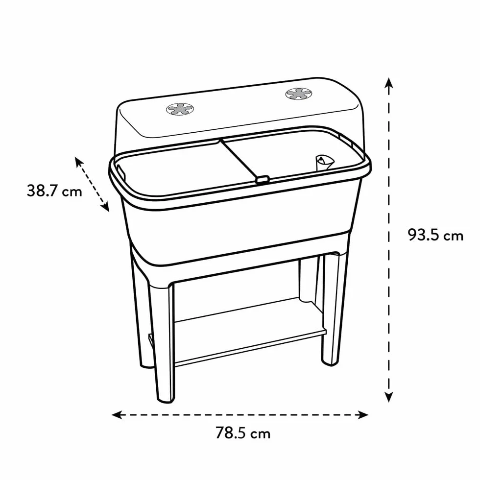 Elho Noa Potager sur Pied 80 Planteur Plastique Recyclé Ø 78.5 x H 34.2 cm Living Noir