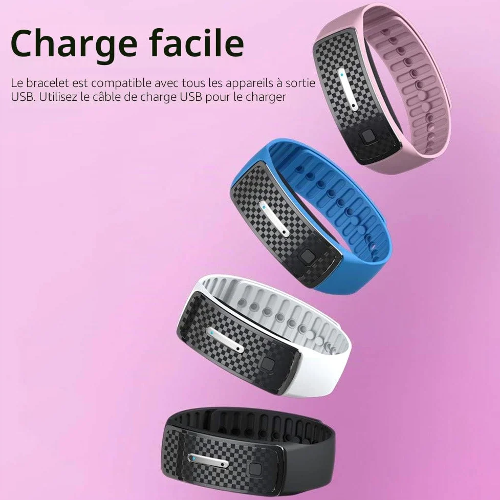 Bracelet Insectifuge Rechargeble, Bandes de Moustique, Anti Bracelet de Moustique pour des Activités en Plein Air D'adultes D'enfants (Blanc)