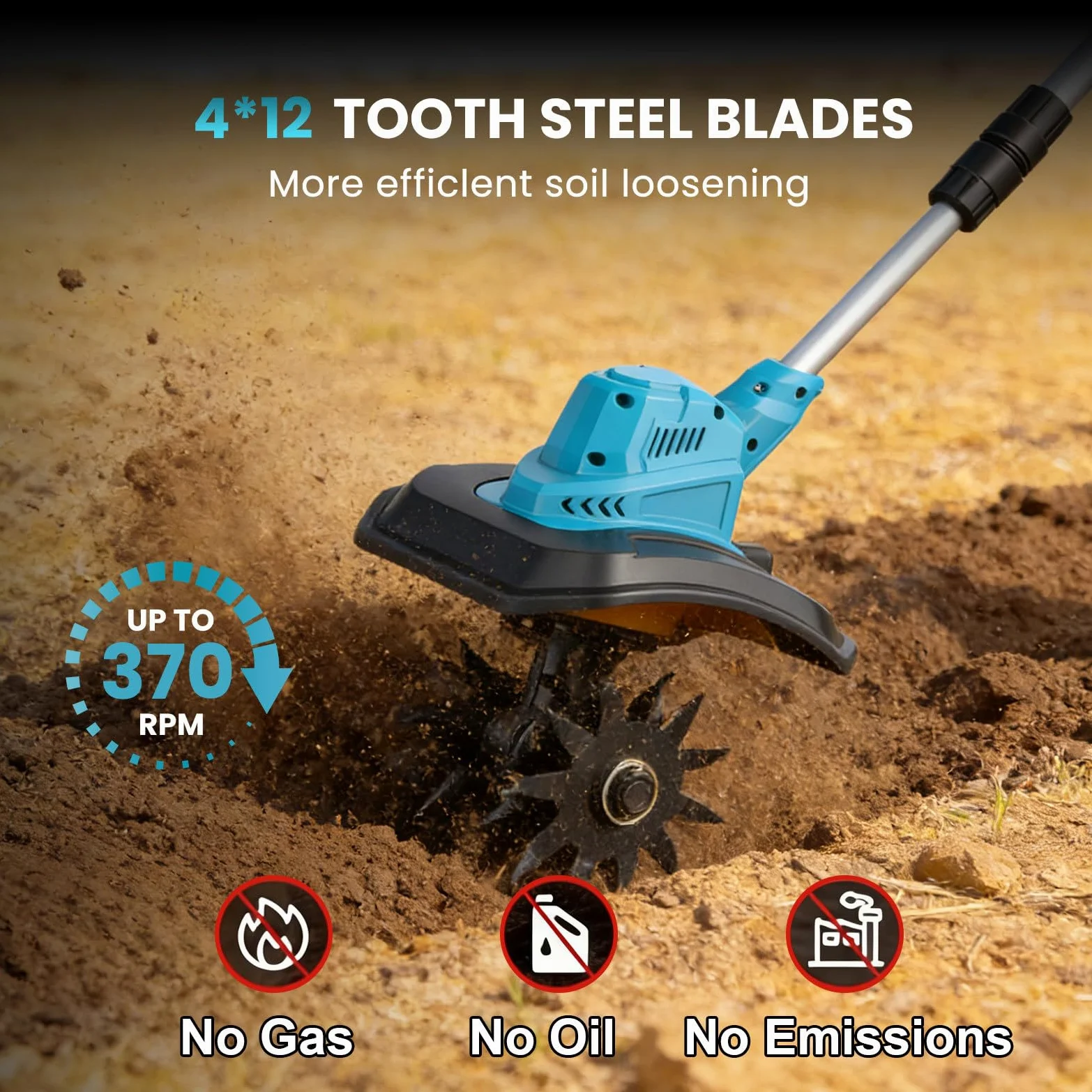 IERAKOR Motobineuse sans Fil, Motoculteur Électrique avec 2 Batterie | Moteur Brushless 500W, Largeur 30cm, Profondeur 20cm, 370 TR/Min, Affichage LCD, Motobineuse Batterie pour Jardinage