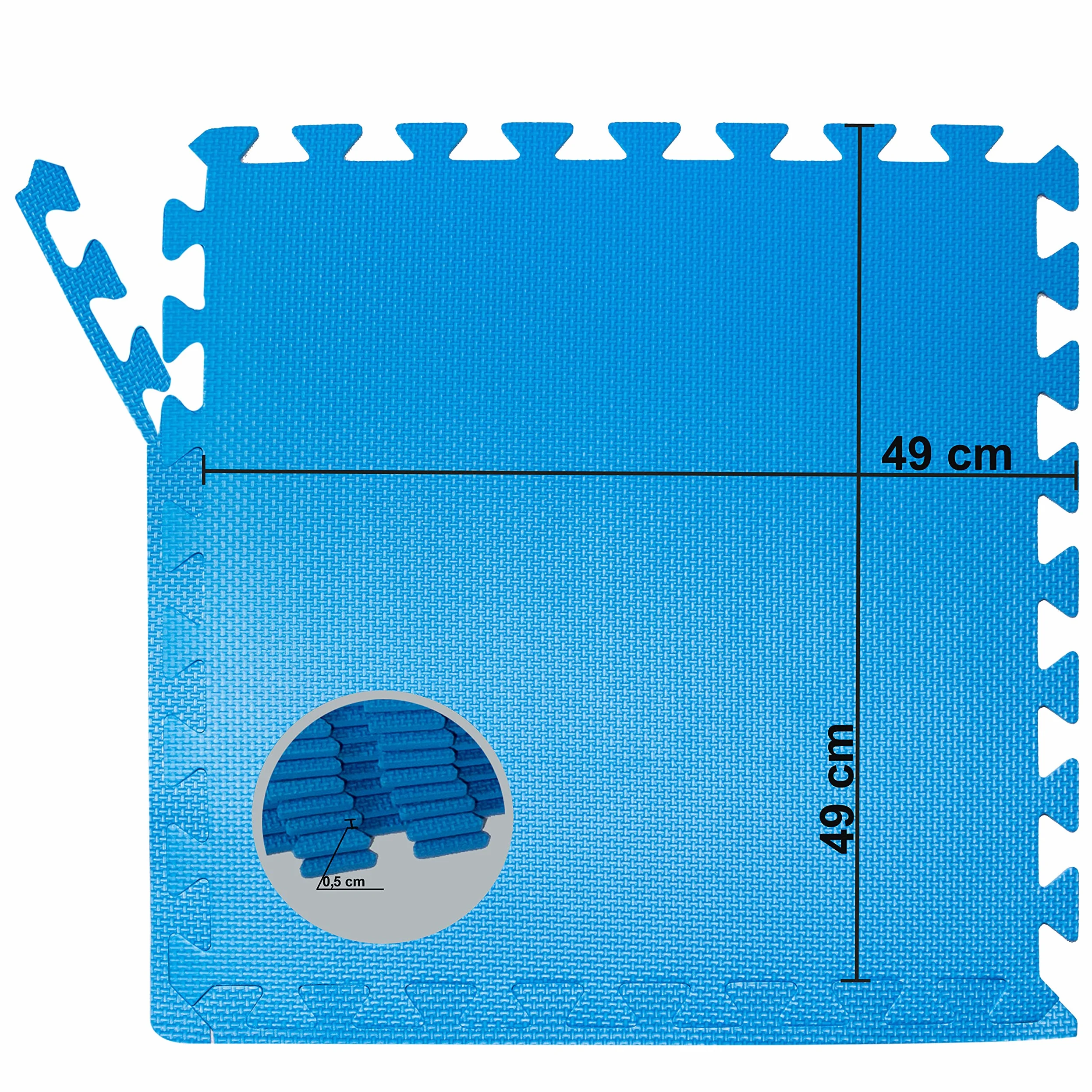 Lot 12 Tapis de Protection Sol pour Piscine Bleu 50x50x0,5cm 2,9 m² Plaques