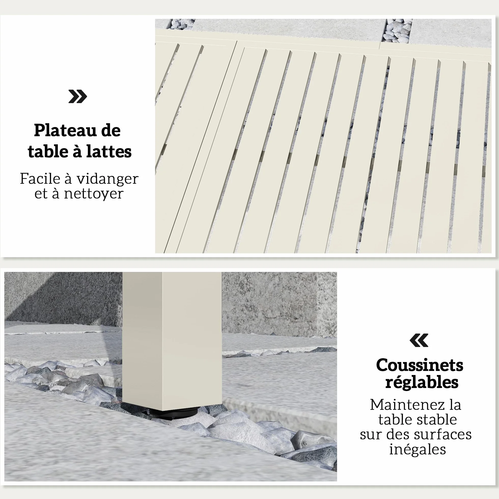 Outsunny Table de Jardin Extensible 150-225 cm Aluminium Anti-Rouille Blanc