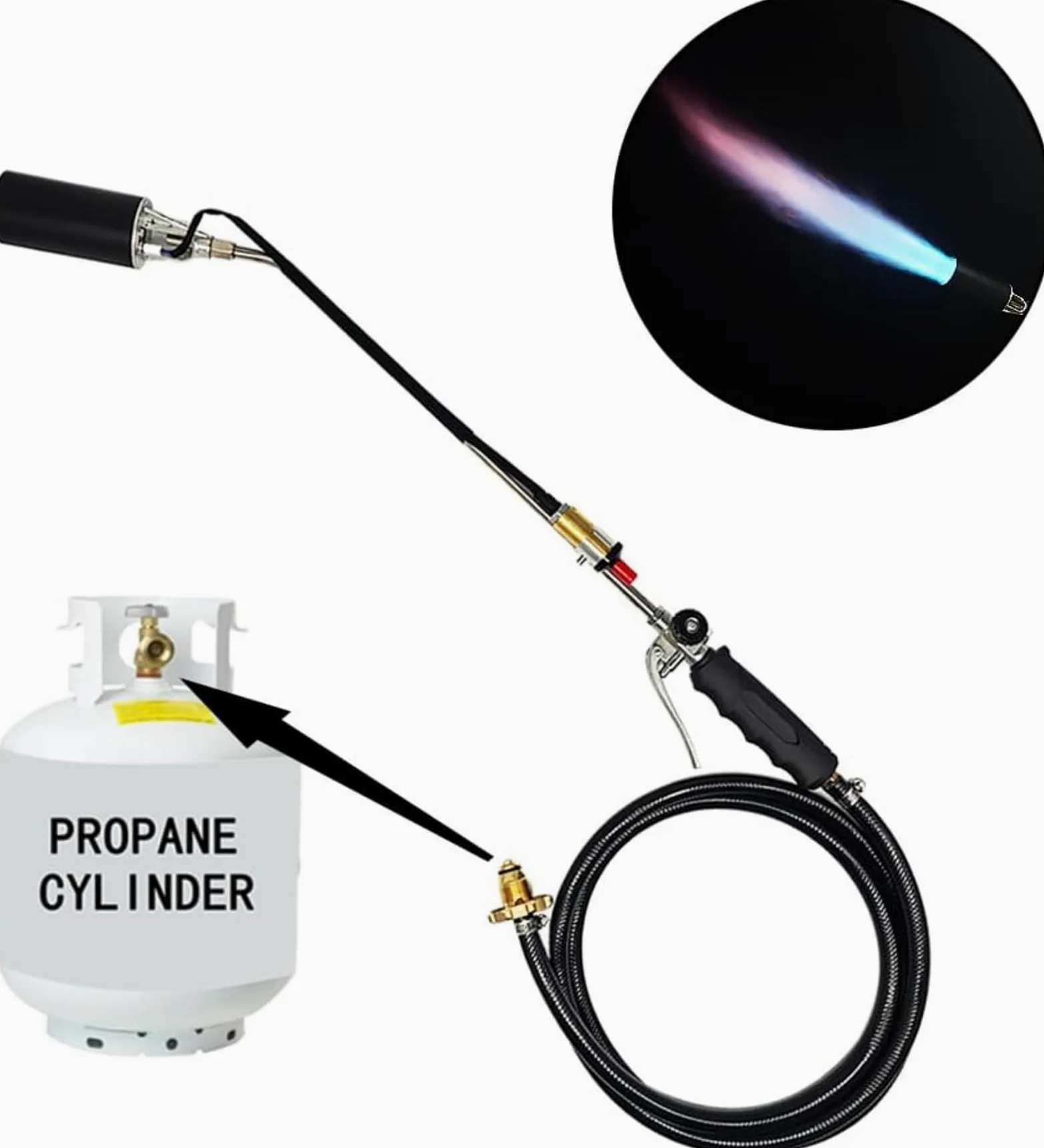 Kit de Brûleurs d'Herbe et de Mauvaises Herbes - Lance-flammes à Gaz Liquéfié Portable avec Coupleur Rapide - Désherbant au Propane - Chalumeau pour Arbustes