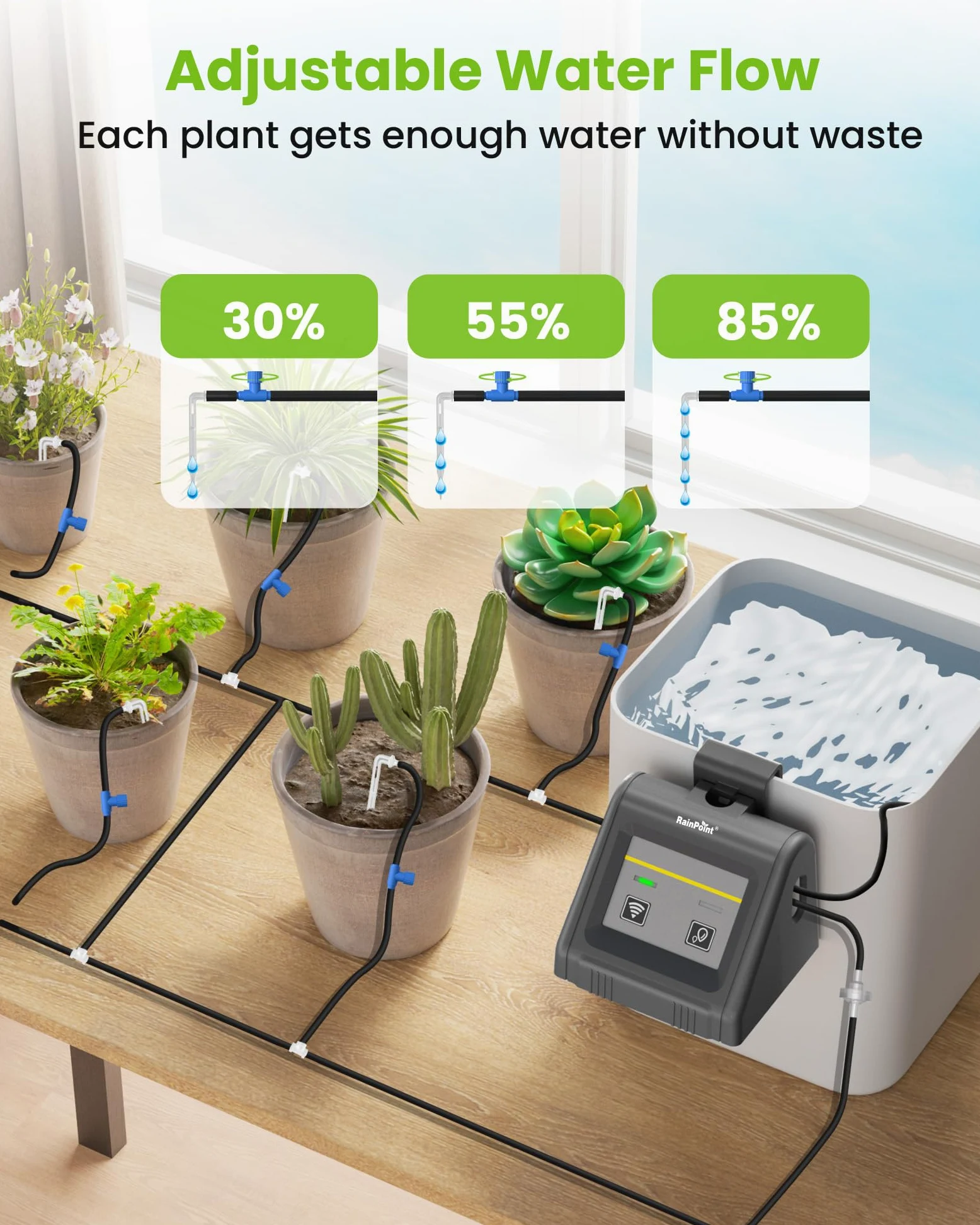 RAINTPOINT WiFiF Kit d'arrosage automatique goutte à goutte avec pompe