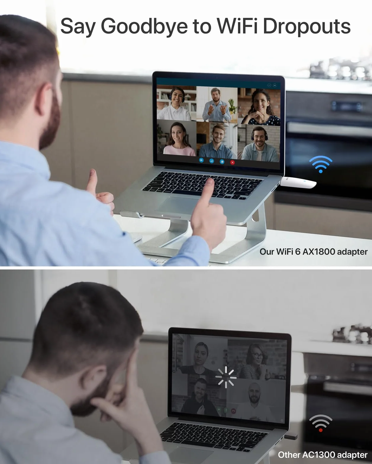 BrosTrend Clé WiFi 6 USB AX1800 Mbps, Adaptateur USB Double Bande 5GHz 1201Mbps + 2.4G 574Mbps, 802.11ax, USB3.0 WPA3 pour PC Windows 11/10