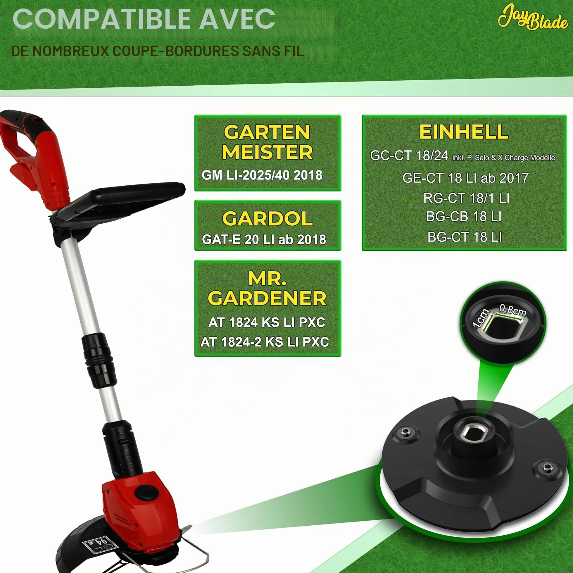 Jay Blade Disc 1 Disque de coupe pour coupe-bordures Compatible Einhell Gardol Gartenmeister Mr Gardener