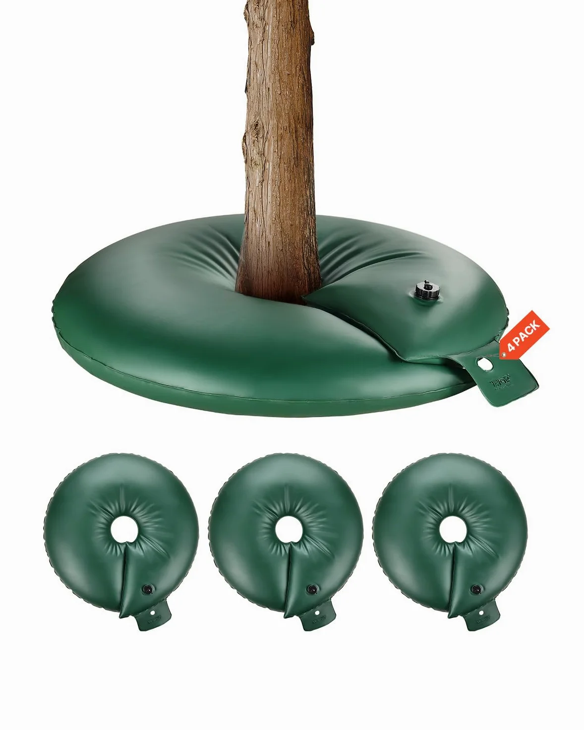 VEVOR Anneau d'arrosage d'arbres, 4 paquets, sac d'arrosage, 75,7 L, bague d'irrigation rechargeable robuste, libération lente de 6 à 9 heures, pour irrigation goutte à goutte des racines des arbustes