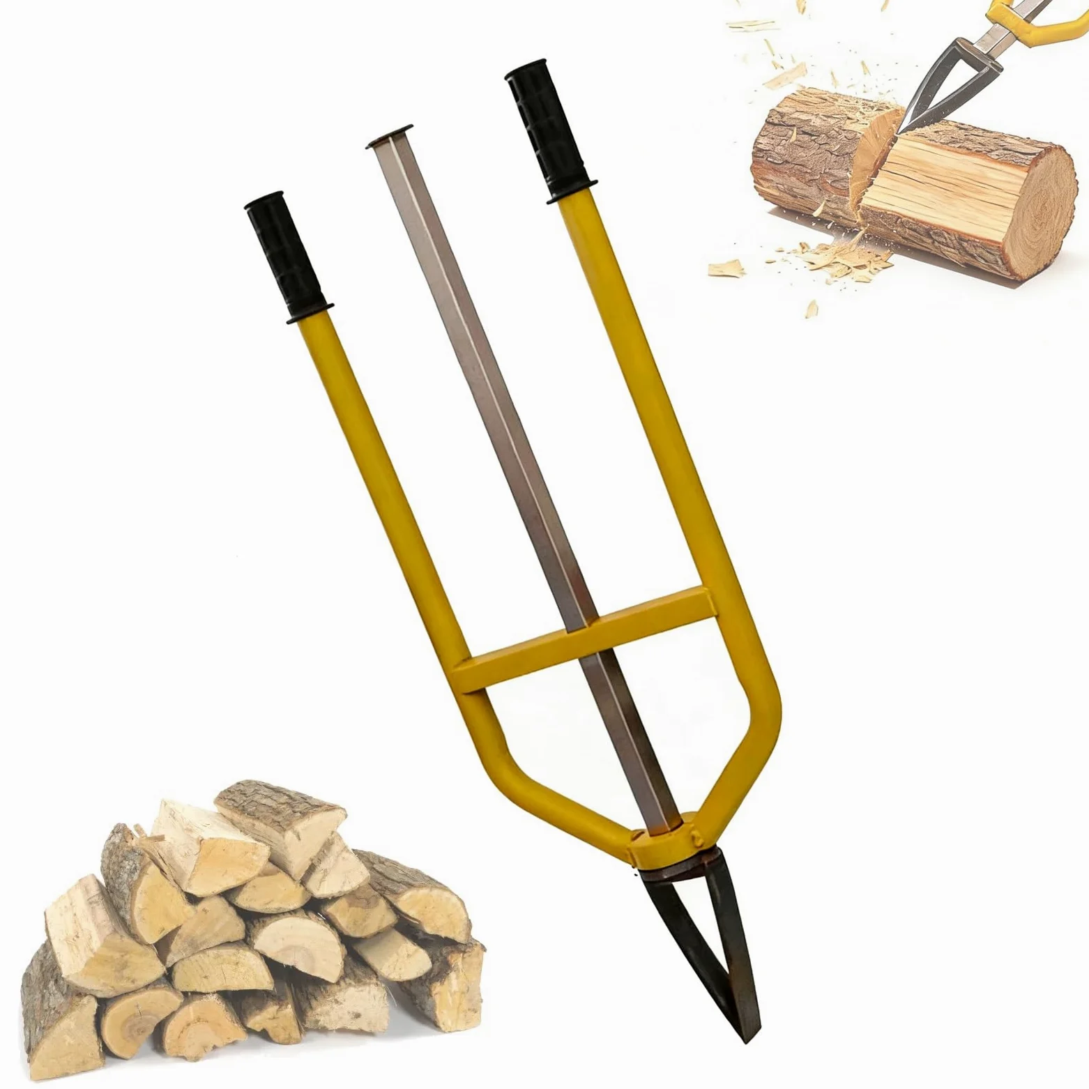 Fendeuse de bois manuelle robuste, fendeuse de bûches inertielle avec poteau lisse, outil de fendage de bois de chauffage coulissant, poignées ergonomiques, fendage rapide et facile(Large)