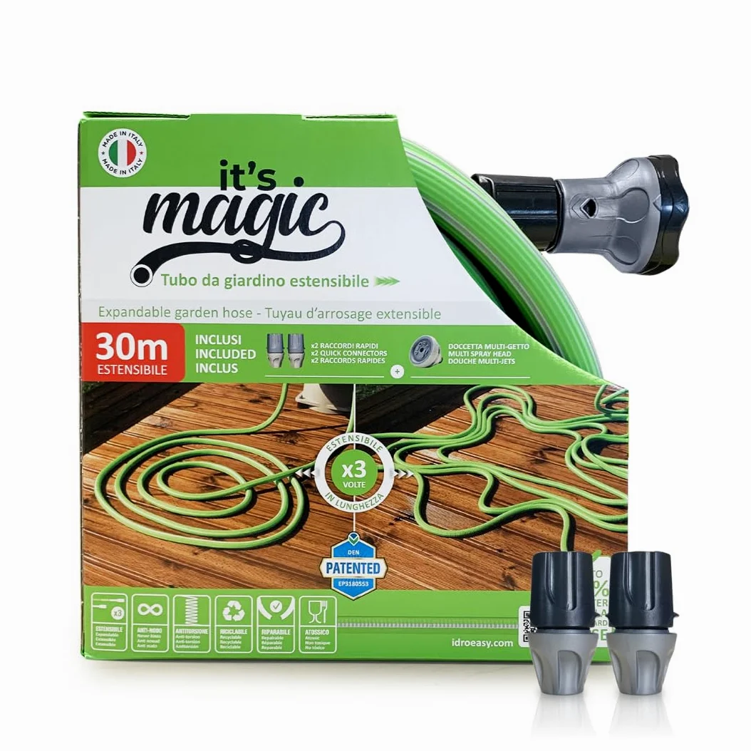Idroeasy 30 Mètres - Tuyau d'Arrosage Extensible Tuyau d'Arrosage Anti Torsion, Eau Jardin Irrigation Pipe Anti-nœud