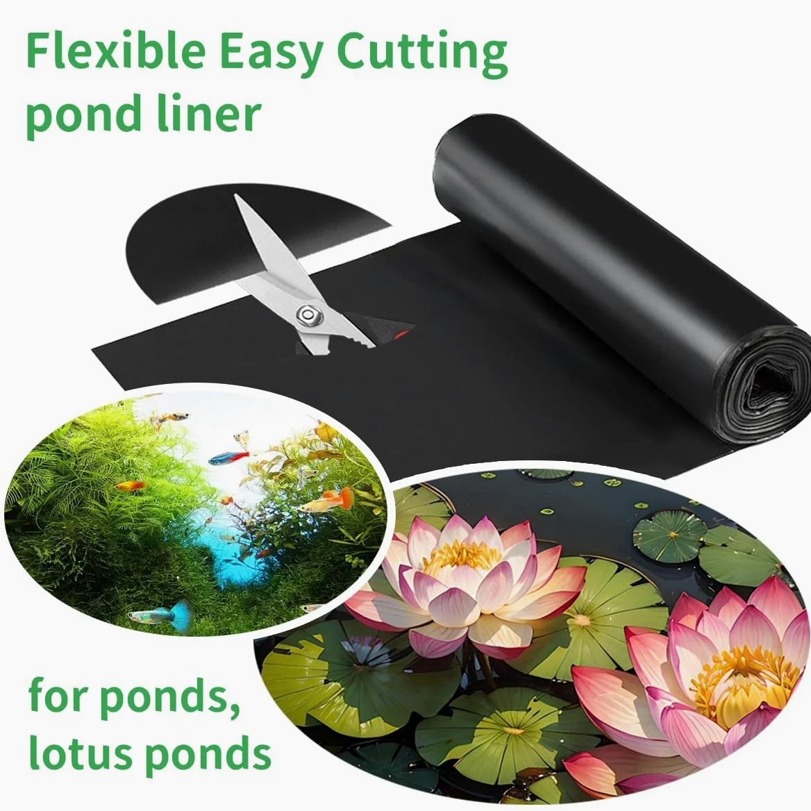 Revêtement de bassin lourd et flexible pour carpes koï et bassins à poissons, fontaines, sous-couche de protection pour ruisseaux et caractéristiques d'eau