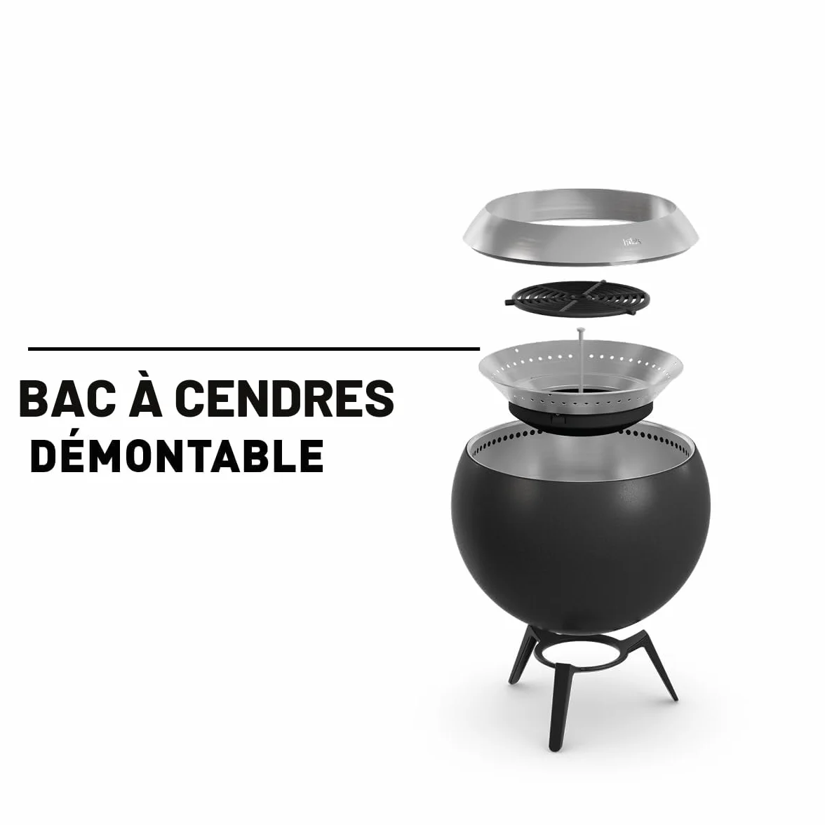höfats Brasero Moon 45 sans Fumée Pied Bas Acier Inoxydable