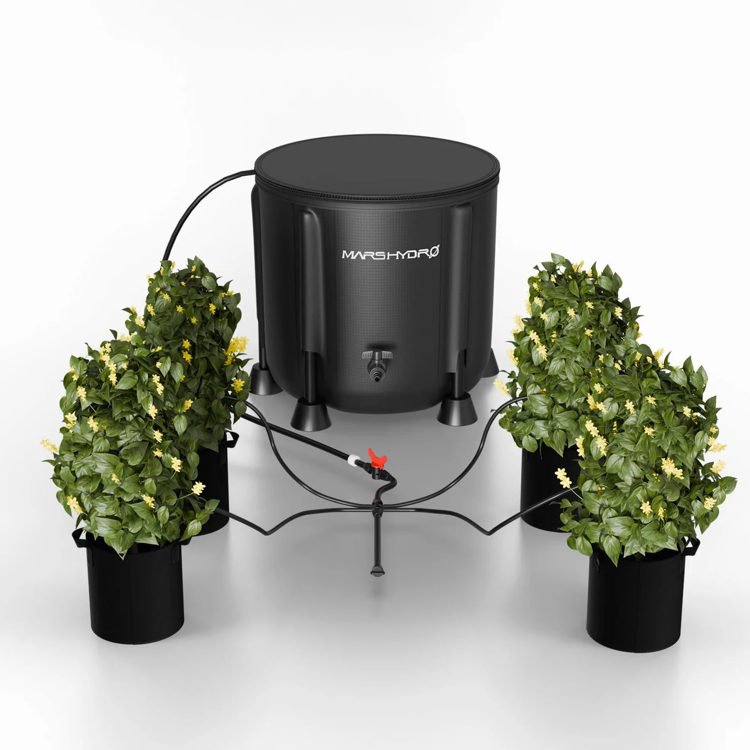 MARS HYDRO Kits d'irrigation goutte automatique avec seau pliable de 5 l, pompe à eau améliorée 24 W, 8 émetteurs goutte