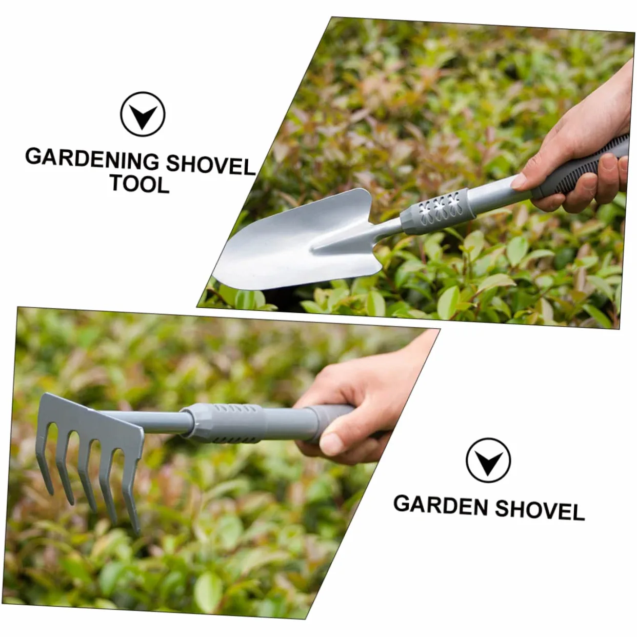TOYANDONA Kit Outils Jardinage Maison 3 Pièces, Pelle de Jardin en Acier et PVC, pour Planter, Bêcher et Transplanter, Prise Confortable, Argenté