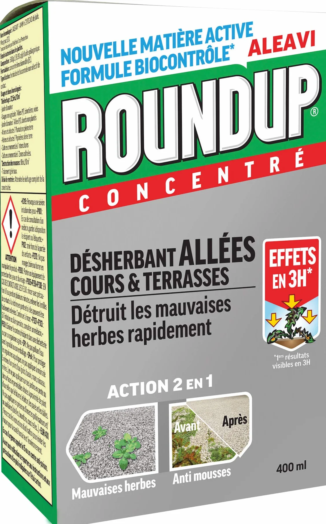 Roundup Désherbant Concentré Allées Cours et Terrasses 400ml