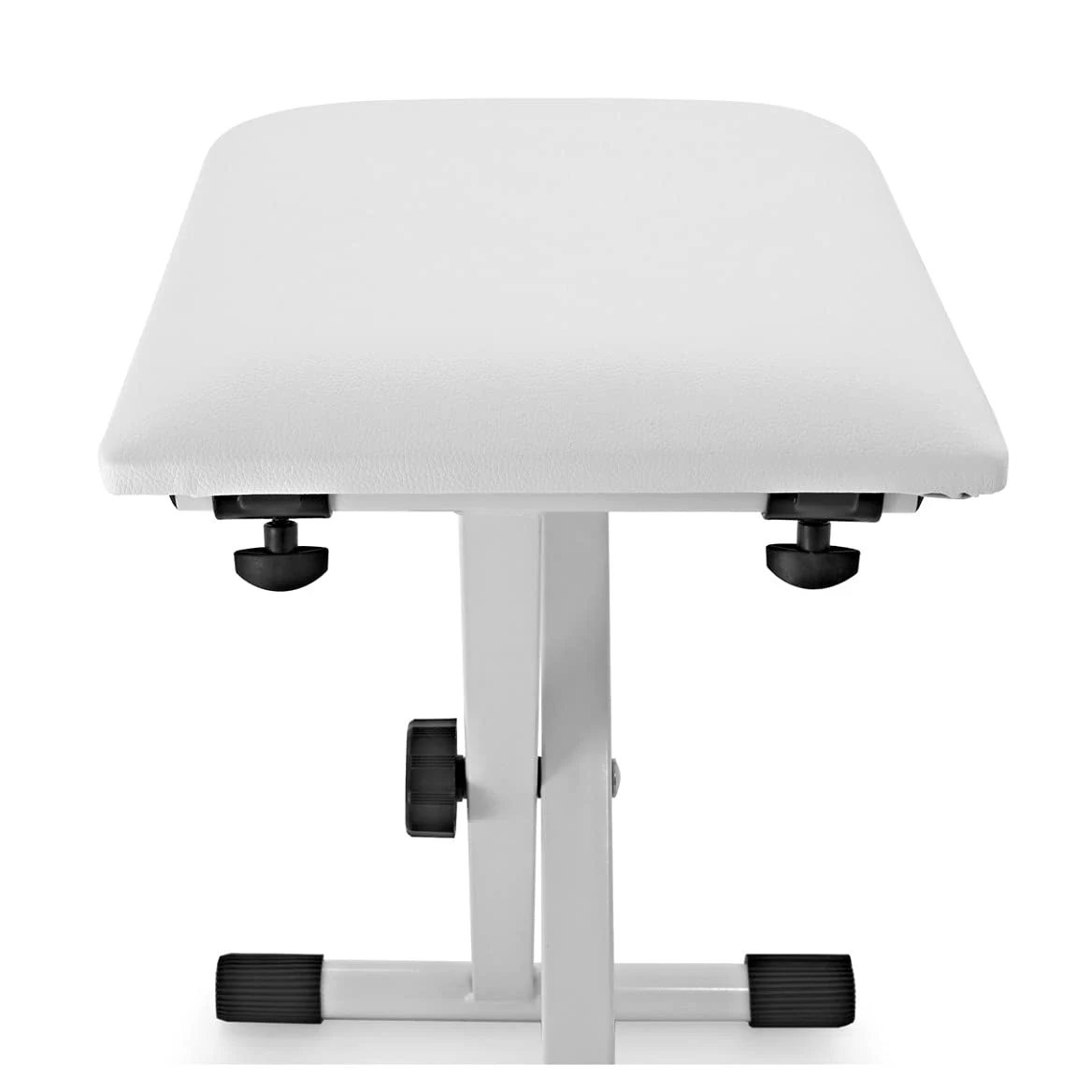 gear4music Banc de Piano à Clavier Blanc 110 KG Poids Maximum | Trois hauteurs réglables, se plie à plat pour le rangement, dessus rembourré en similicuir, charge max 110kg